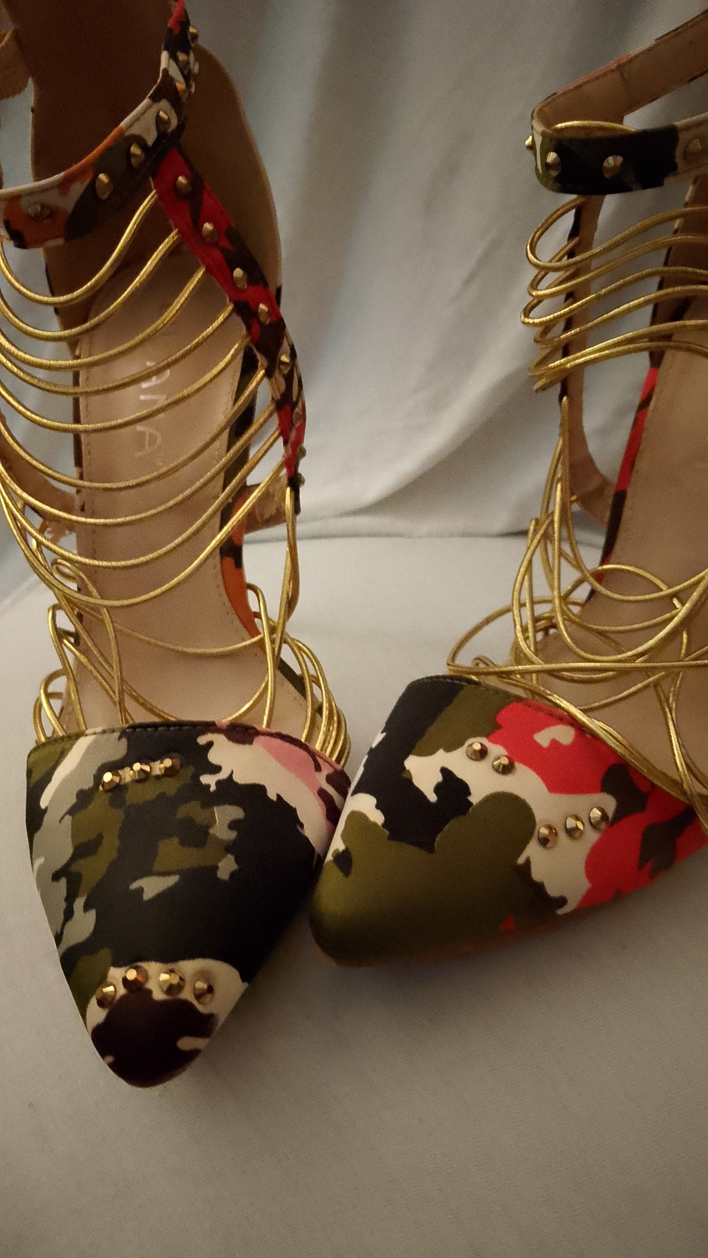 T - Beauty Gold Camouflage Stiletto Women's Heels
