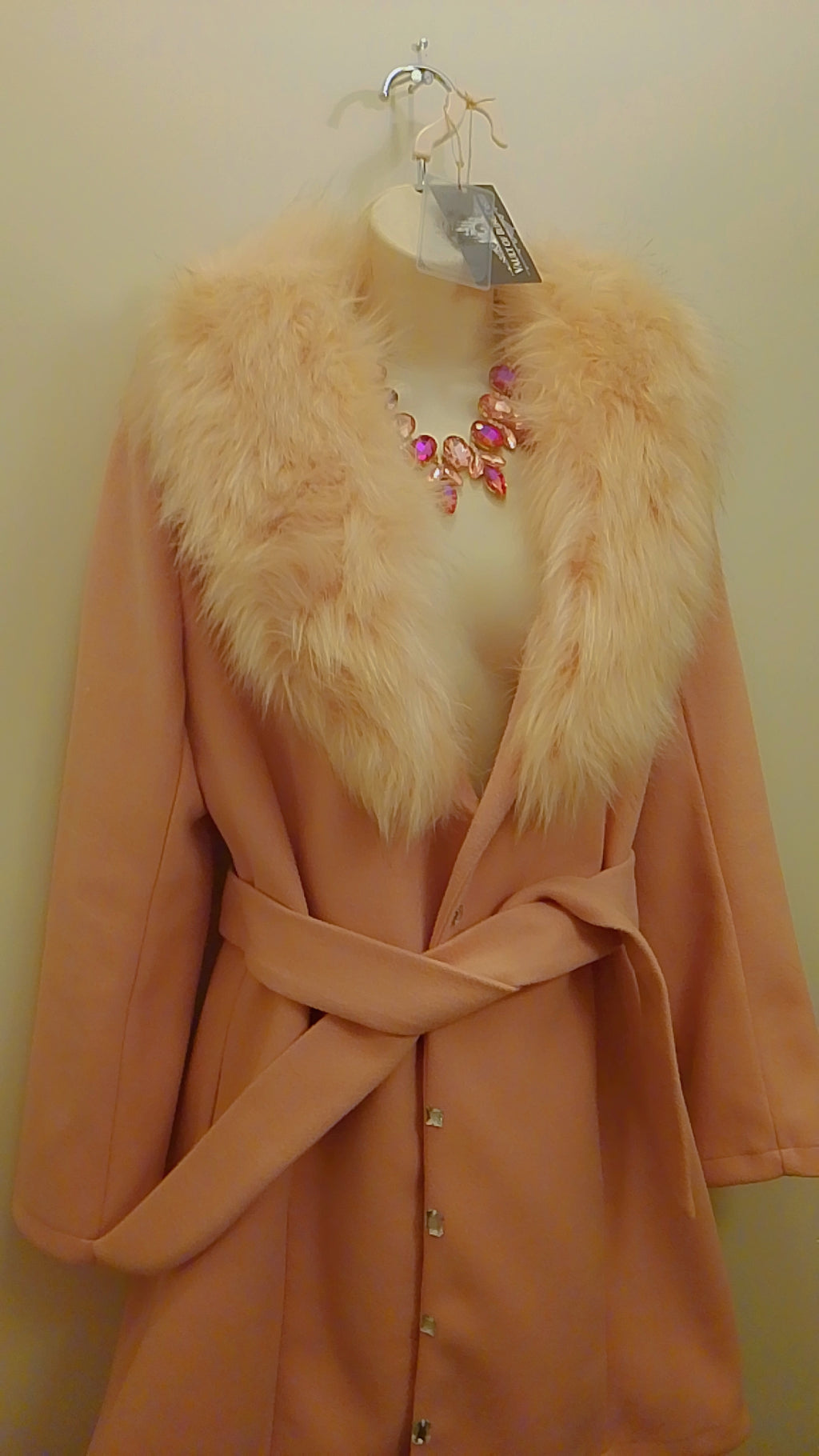 Allusion & Presence Women's Cashmere Faux Fur Pea Coat 