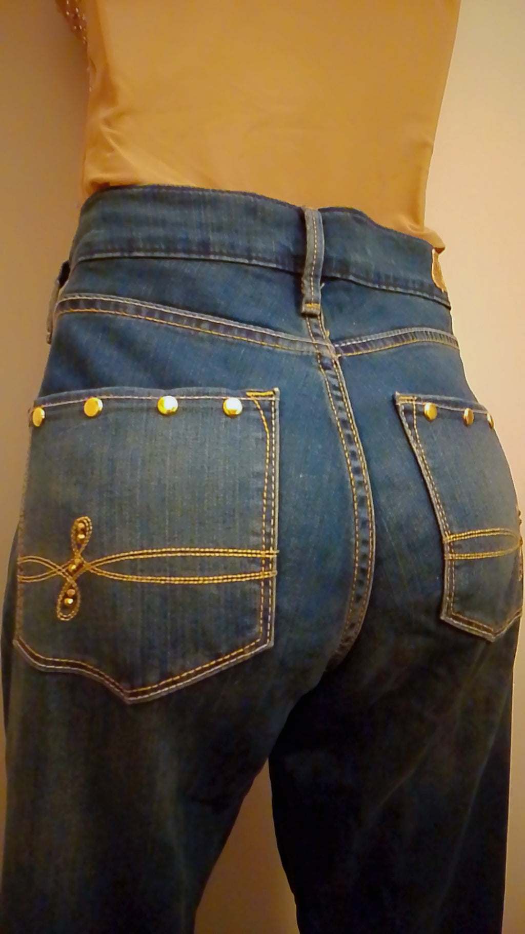 Blueprint Luxury Design Medium Dark Denim Boot Cut Wide Leg Women's Jeans