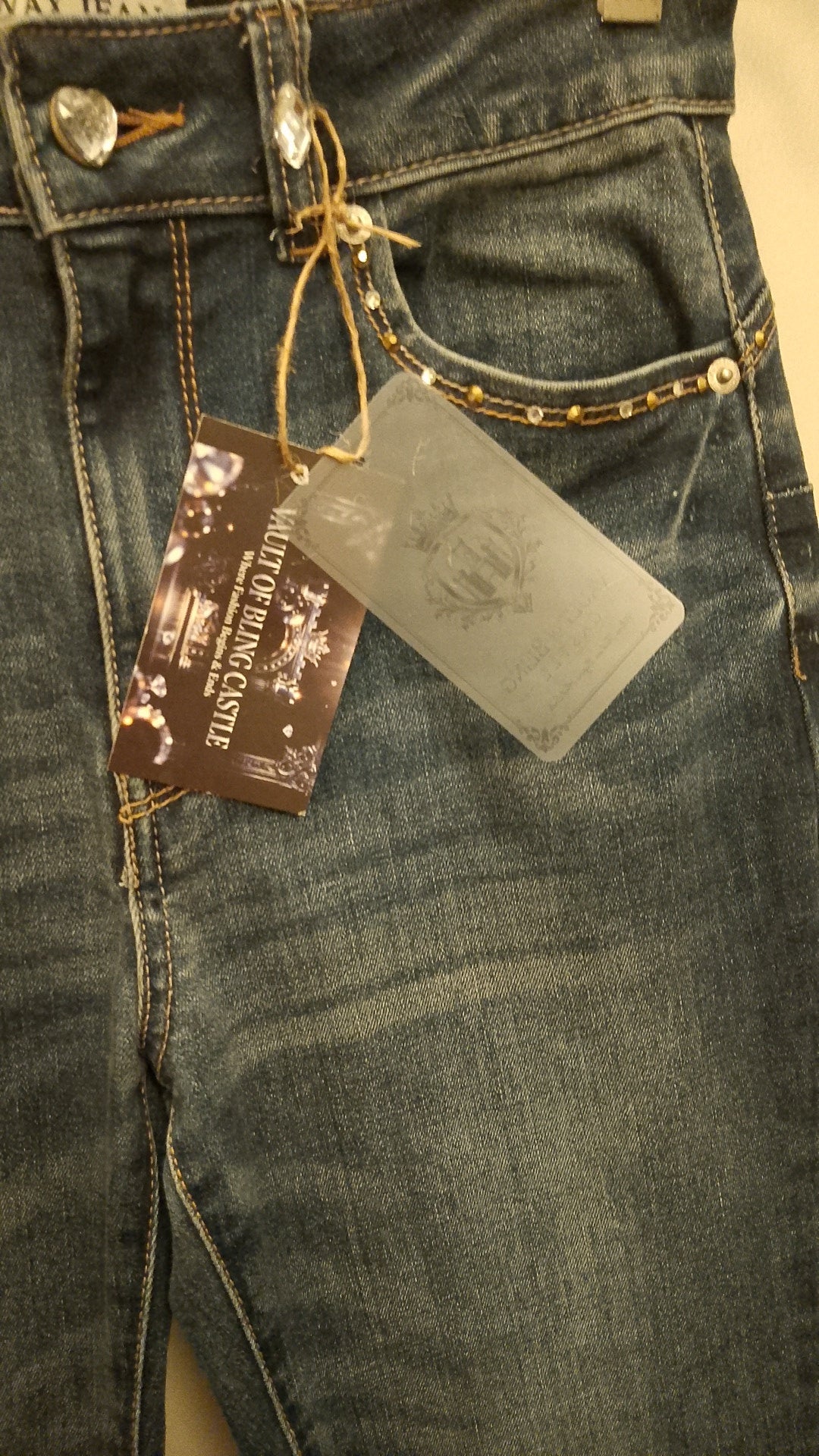 Sparkle Drip Enthusiast Women's Skinny Stretch Blue Denim Jeans
