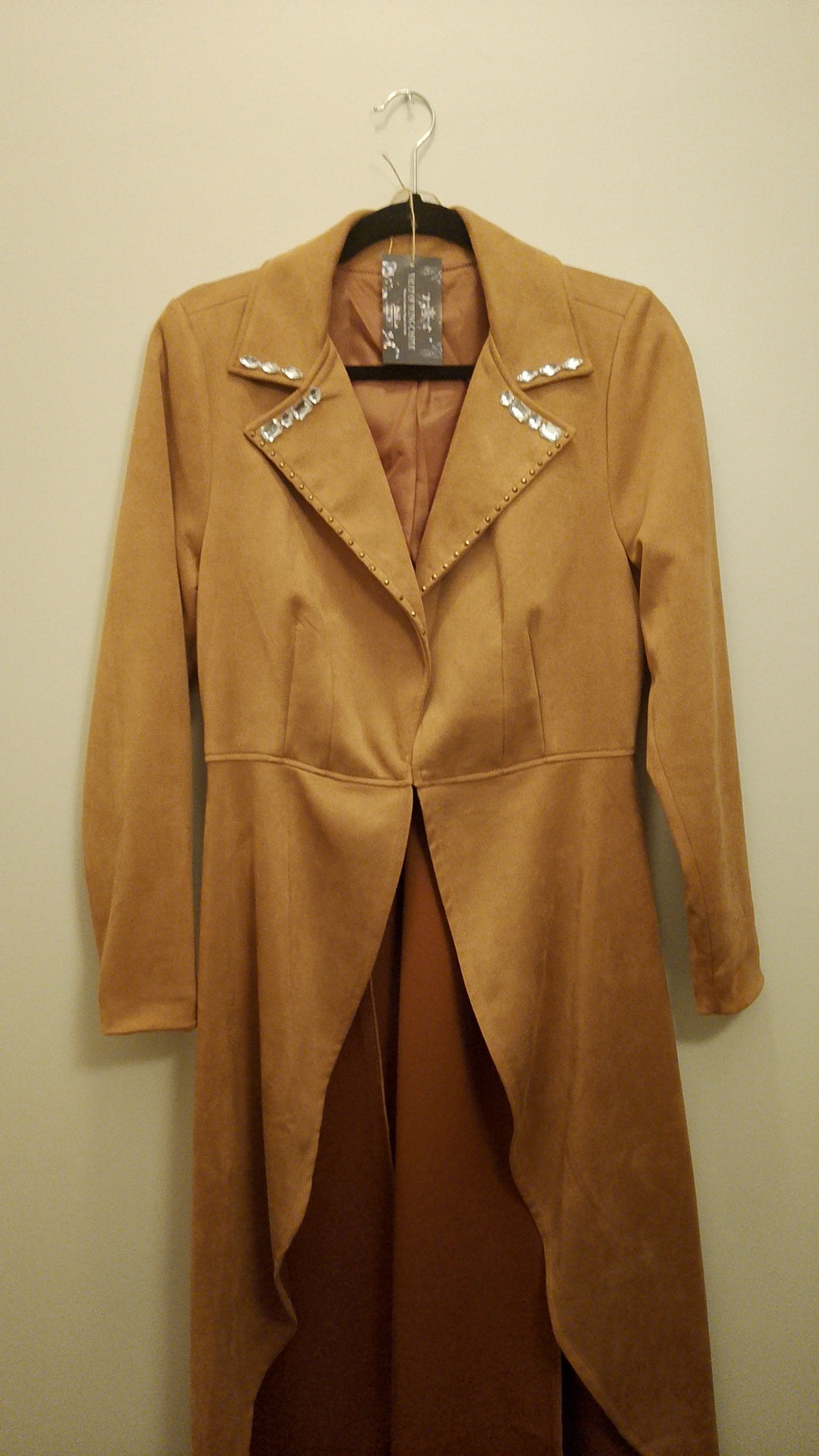 Family Fortune Caramel  Soft Suede Women's Trench Coat