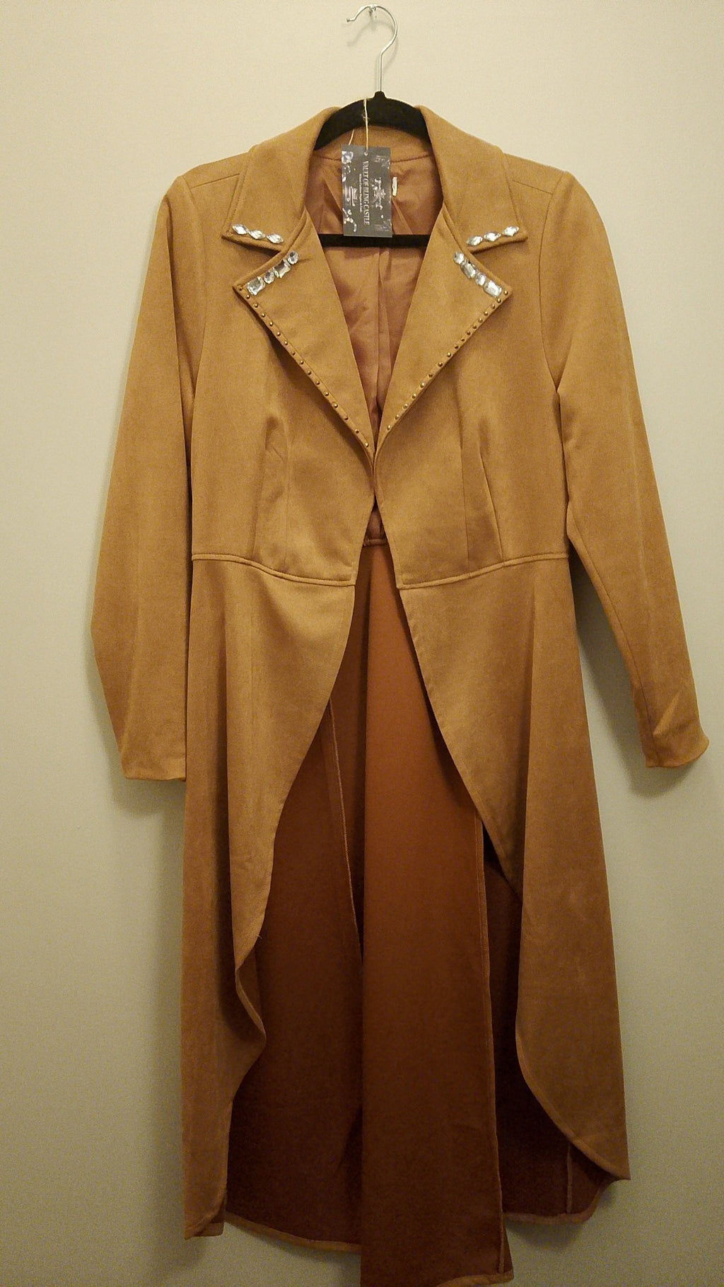 Family Fortune Caramel  Soft Suede Women's Trench Coat