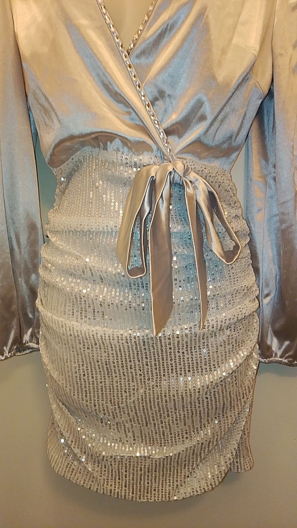 Platinum Girl Of Elegance Women's Silver Cocktail Sequin Dress