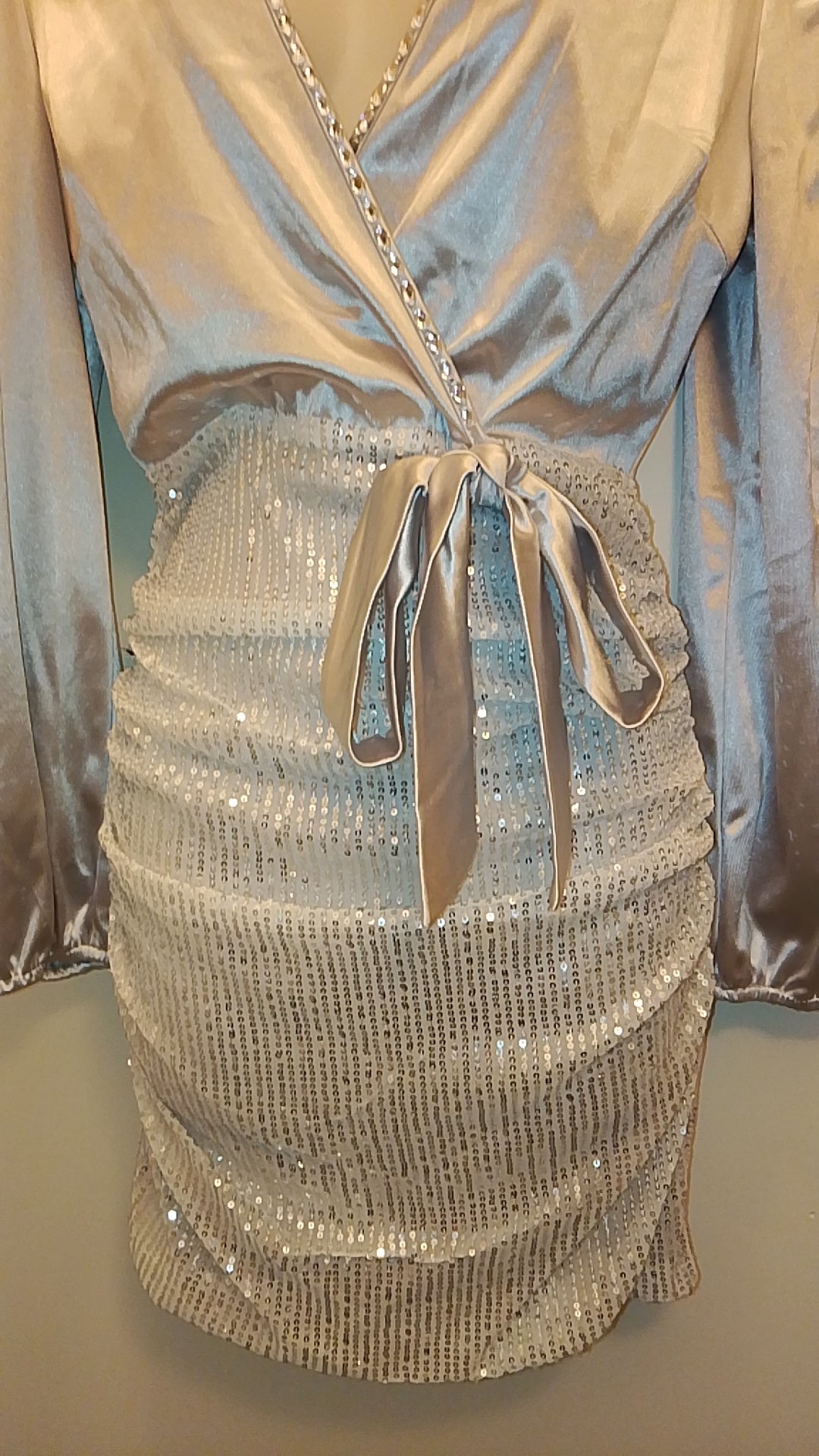 Platinum Girl Of Elegance Women's Silver Cocktail Sequin Dress