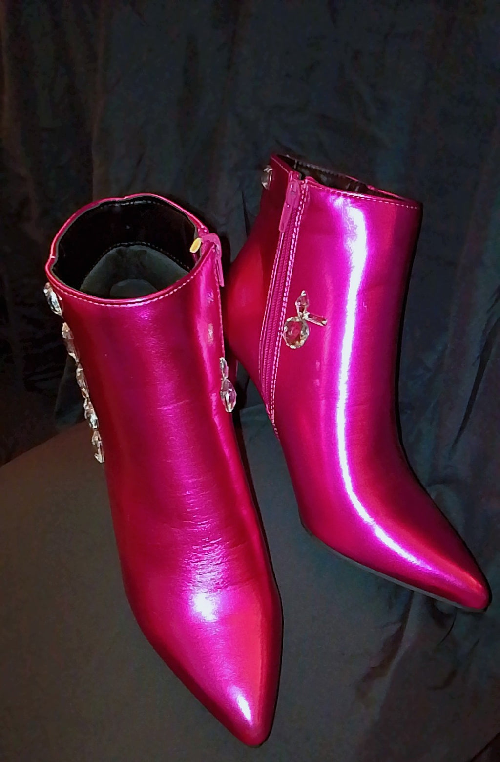 Fuchsia Candy Gloss Ankle Boots