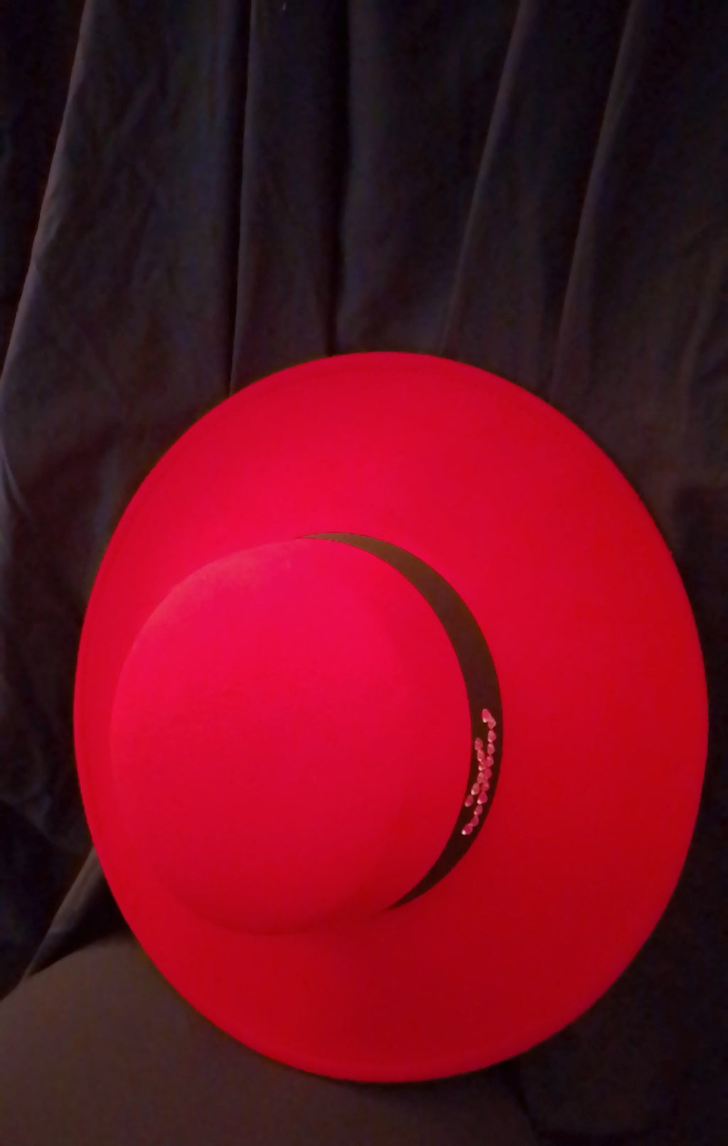 Dear Lovely Couture Black Band Wide Brim Red Hat
