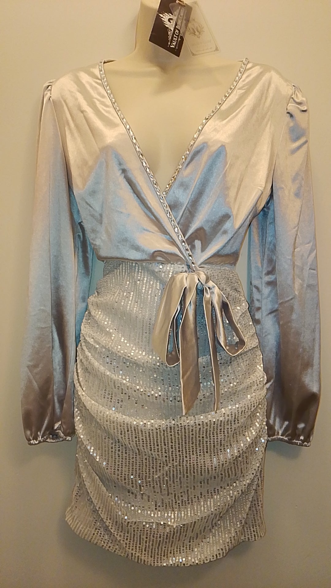 Platinum Girl Of Elegance Women's Silver Cocktail Sequin Dress