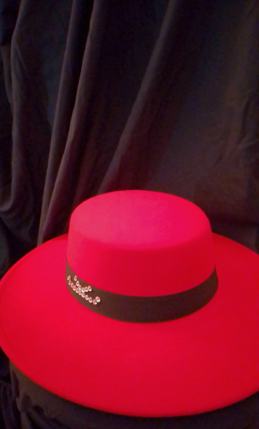 Dear Lovely Couture Black Band Wide Brim Red Hat