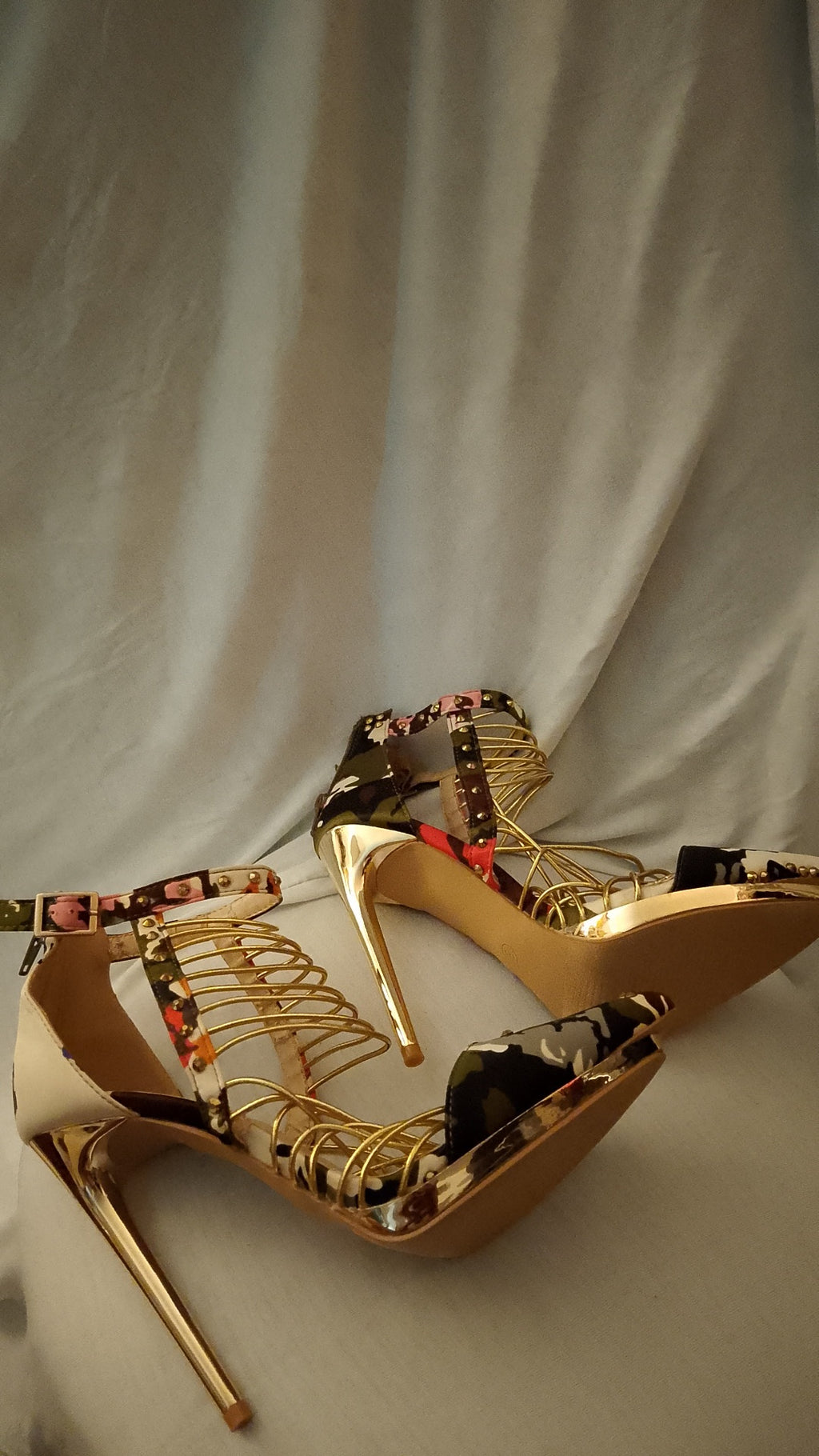 T - Beauty Gold Camouflage Stiletto Women's Heels