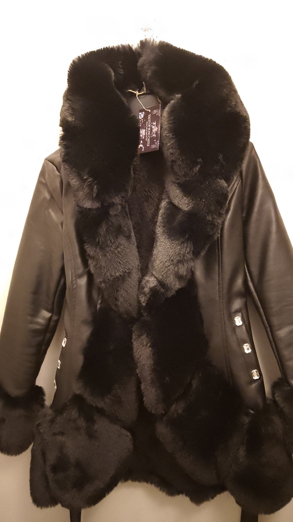 Black Ice Women's Plush Thick Faux Leather Coat