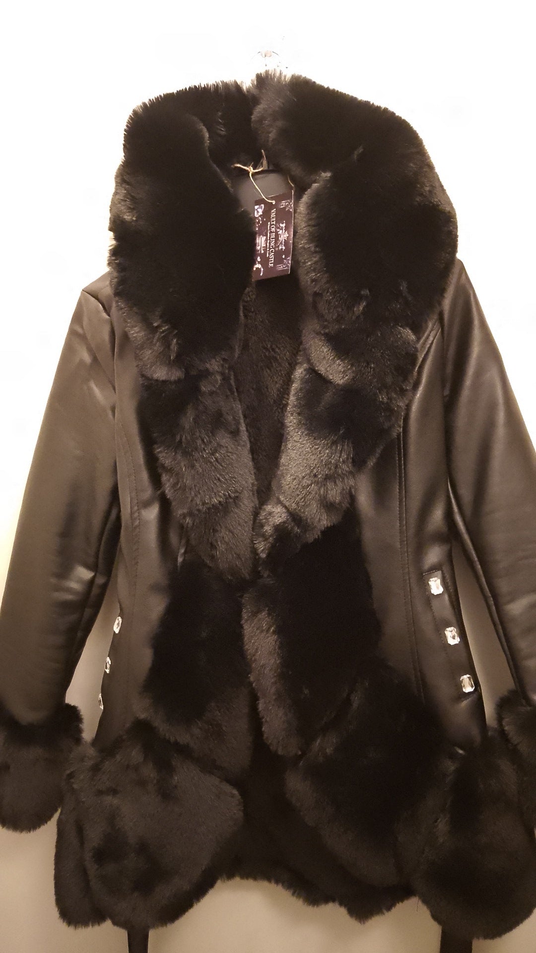 Black Ice Women's Plush Thick Faux Leather Coat