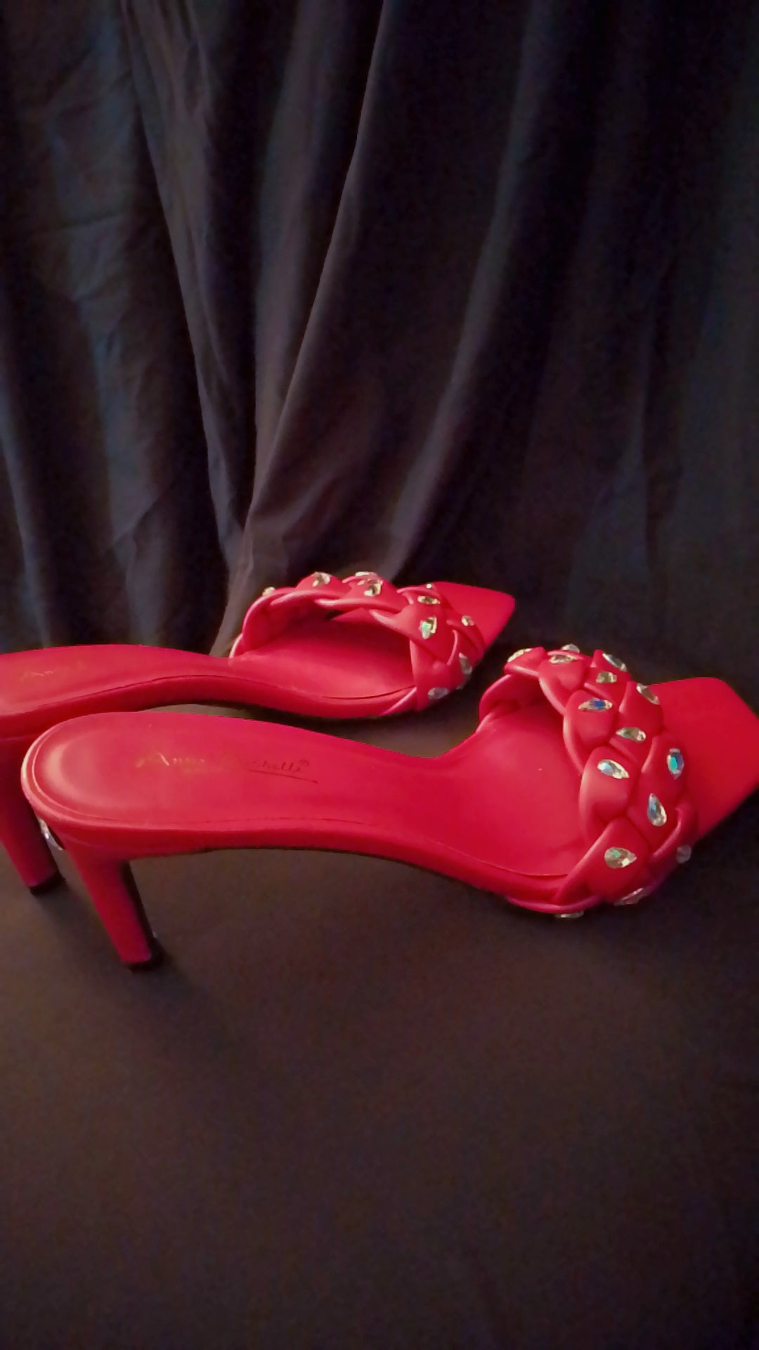 High Net Worth Braid Pattern Red Kitten Heels