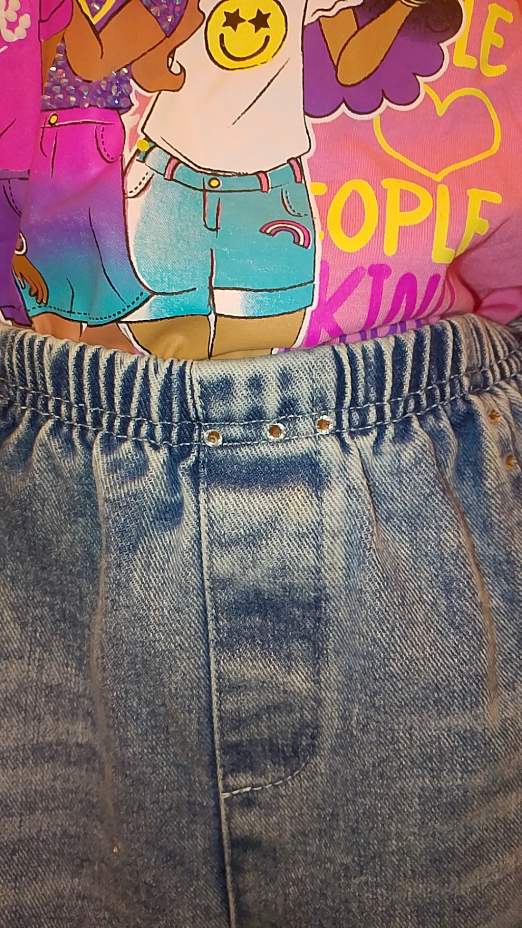 Diamonds & Bows Girl's Blue Denim Acid Wash Jeans