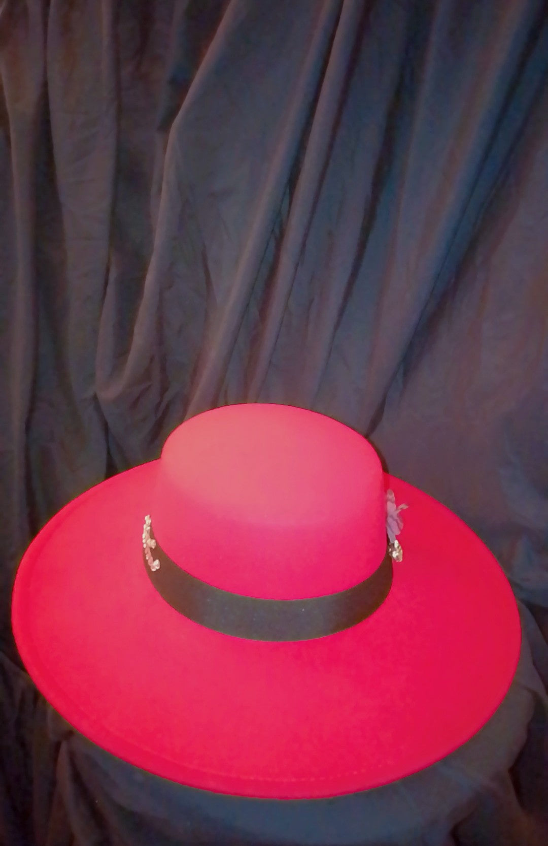 Dear Lovely Couture Black Band Wide Brim Red Hat