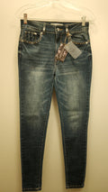 Sparkle Drip Enthusiast Women's Skinny Stretch Blue Denim Jeans