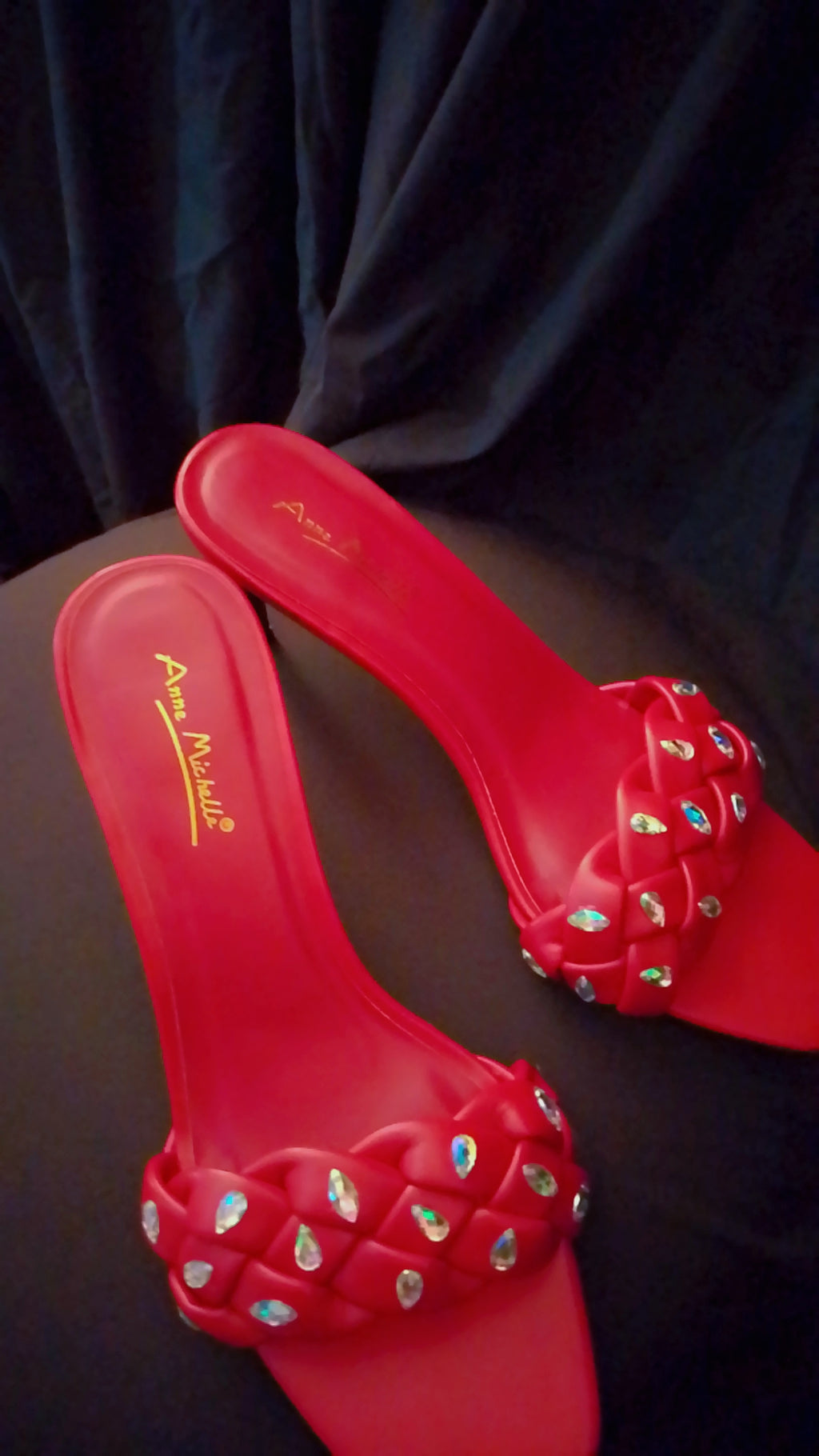 High Net Worth Braid Pattern Red Kitten Heels