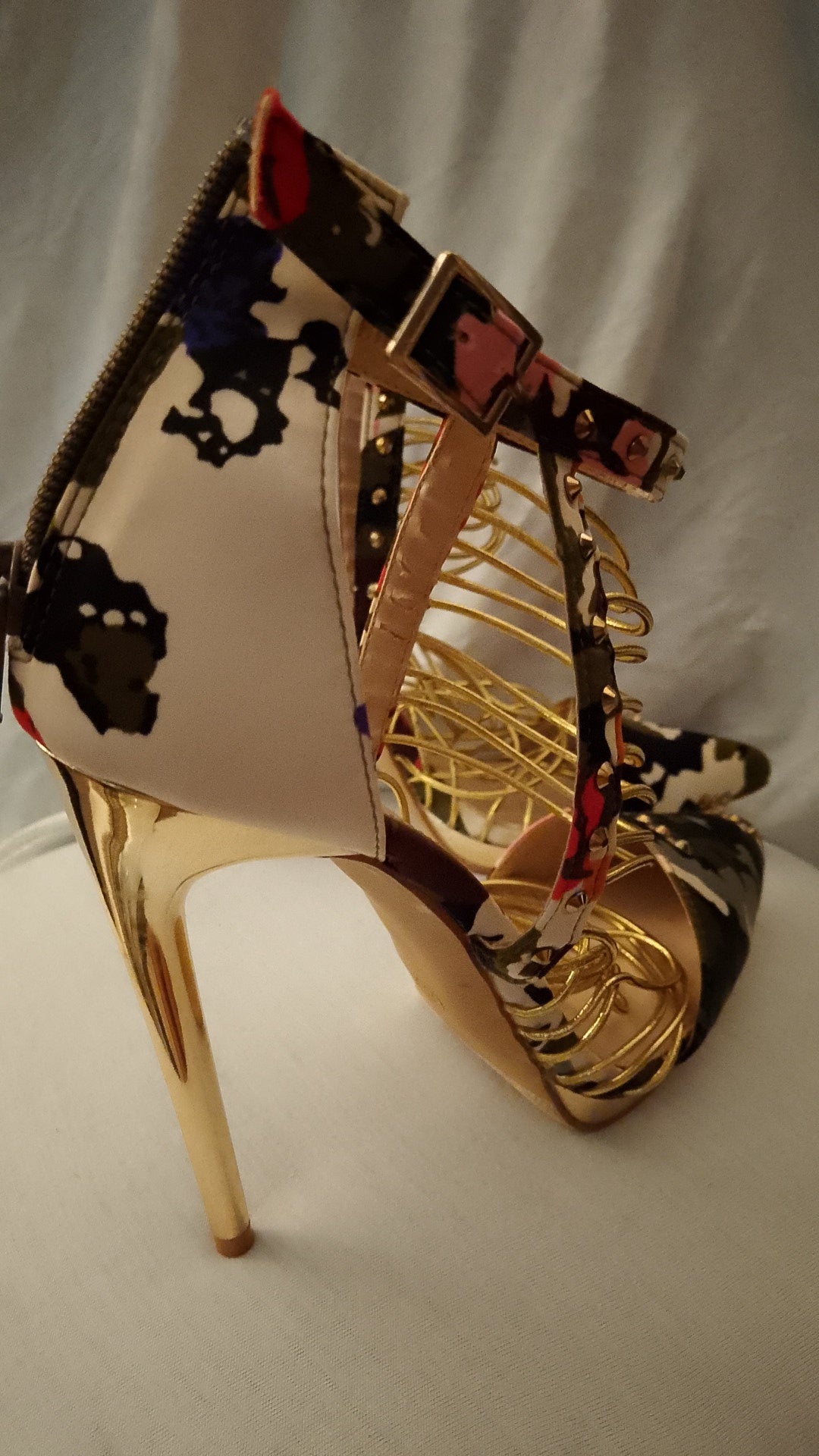 T - Beauty Gold Camouflage Stiletto Women's Heels