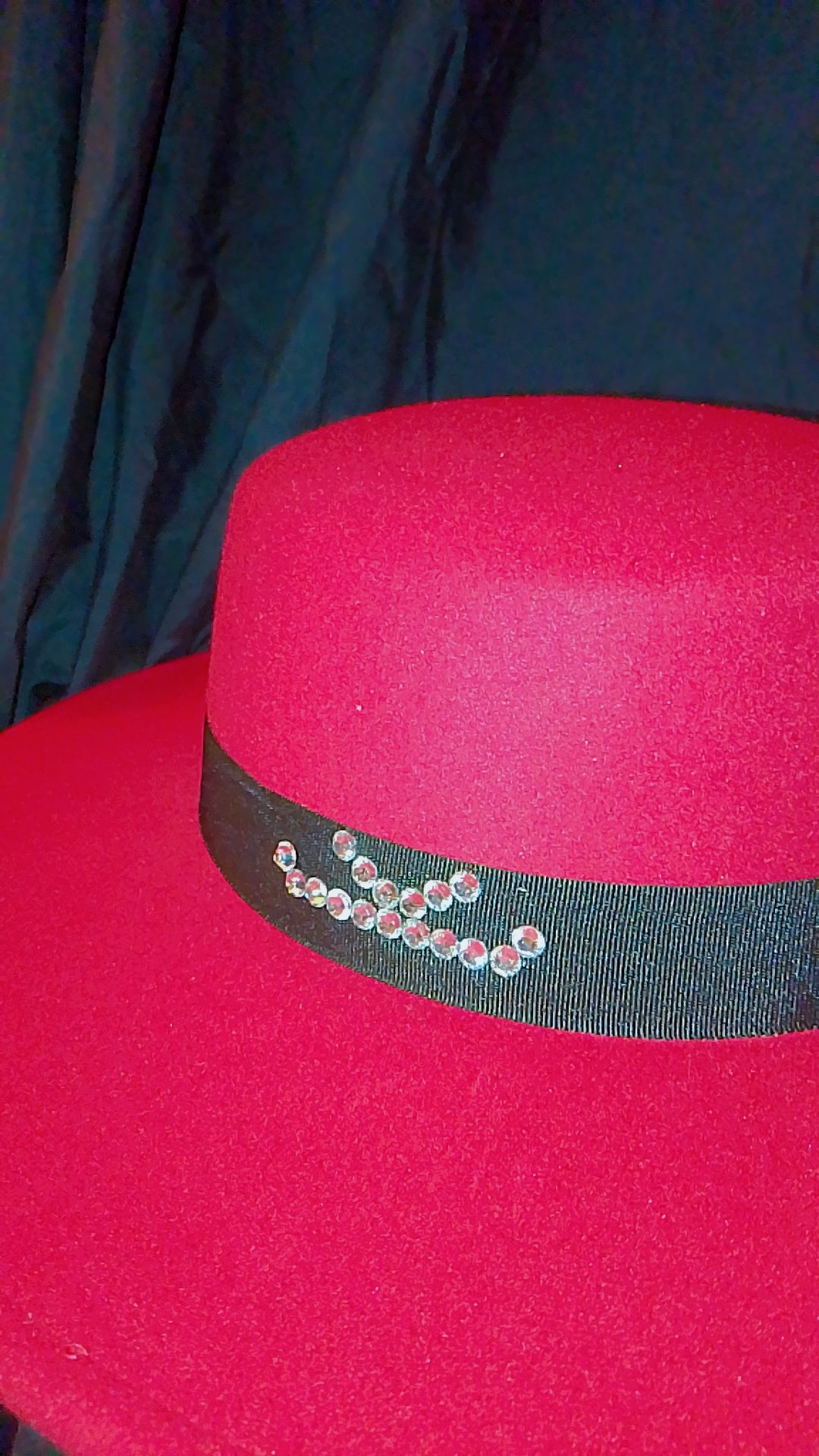 Dear Lovely Couture Black Band Wide Brim Red Hat