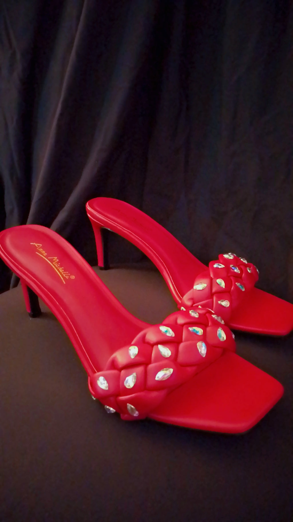 High Net Worth Braid Pattern Red Kitten Heels