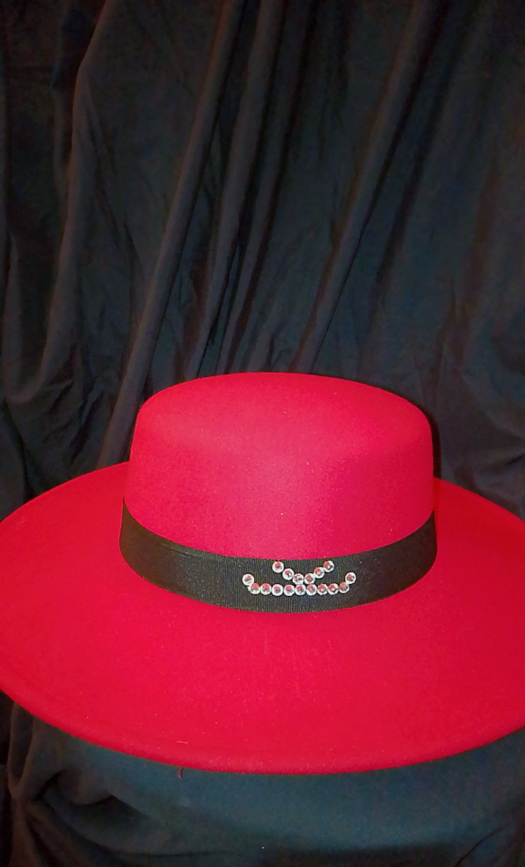 Dear Lovely Couture Black Band Wide Brim Red Hat