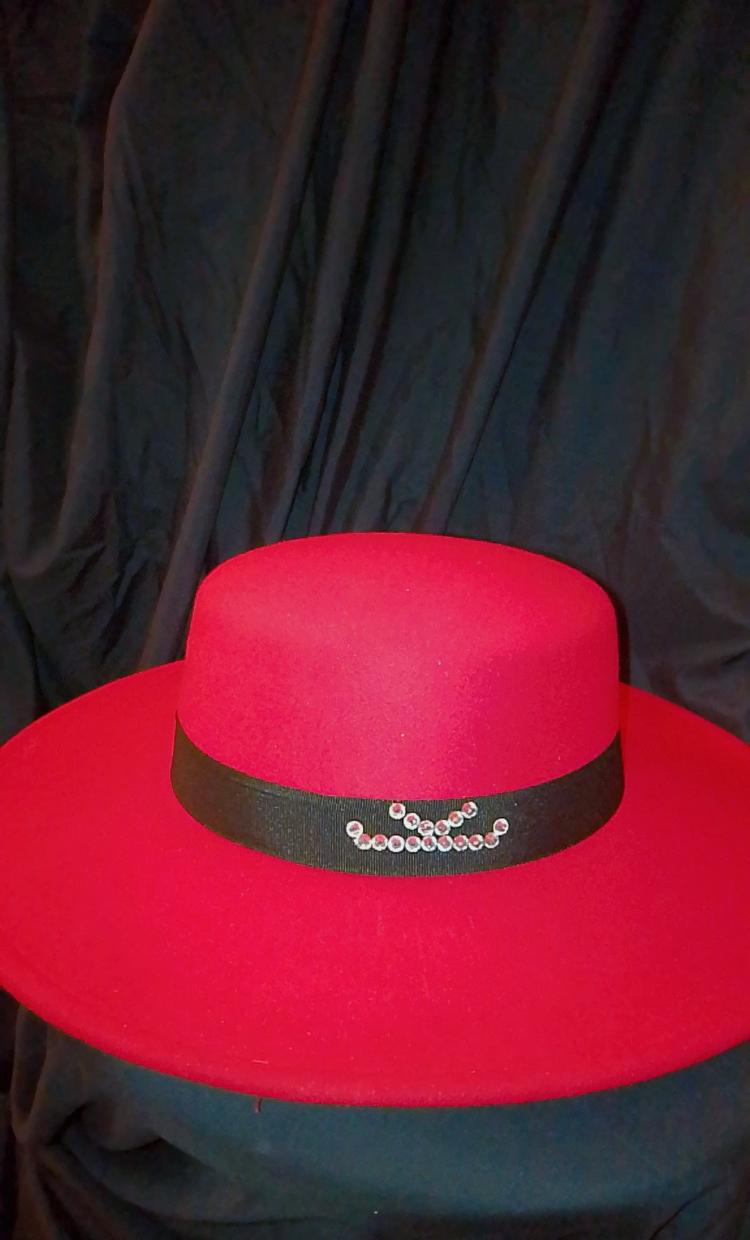 Dear Lovely Couture Black Band Wide Brim Red Hat