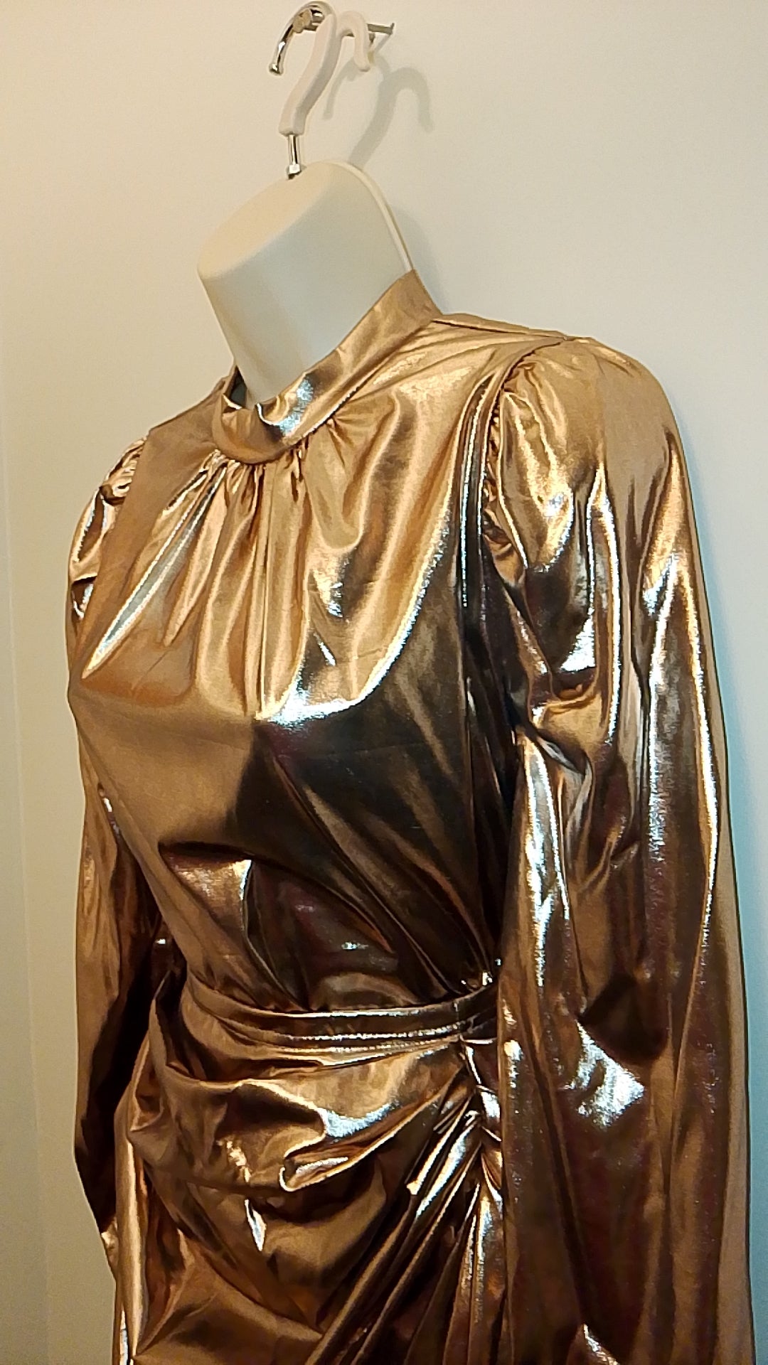Copper Liquid Metal Women's 2 Piece Top & Ruffle Skirt