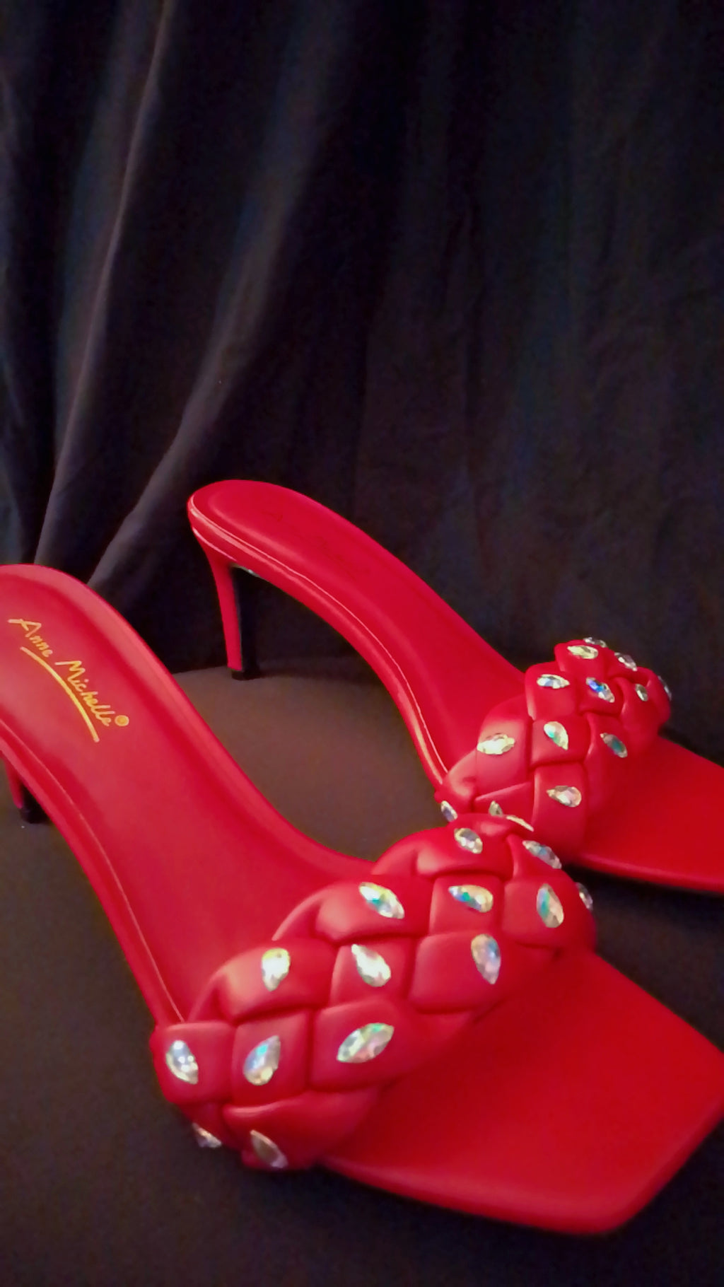 High Net Worth Braid Pattern Red Kitten Heels