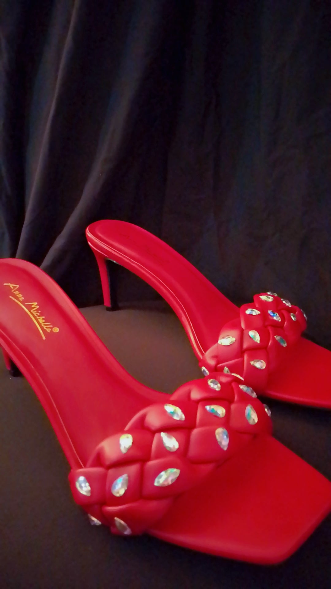 High Net Worth Braid Pattern Red Kitten Heels