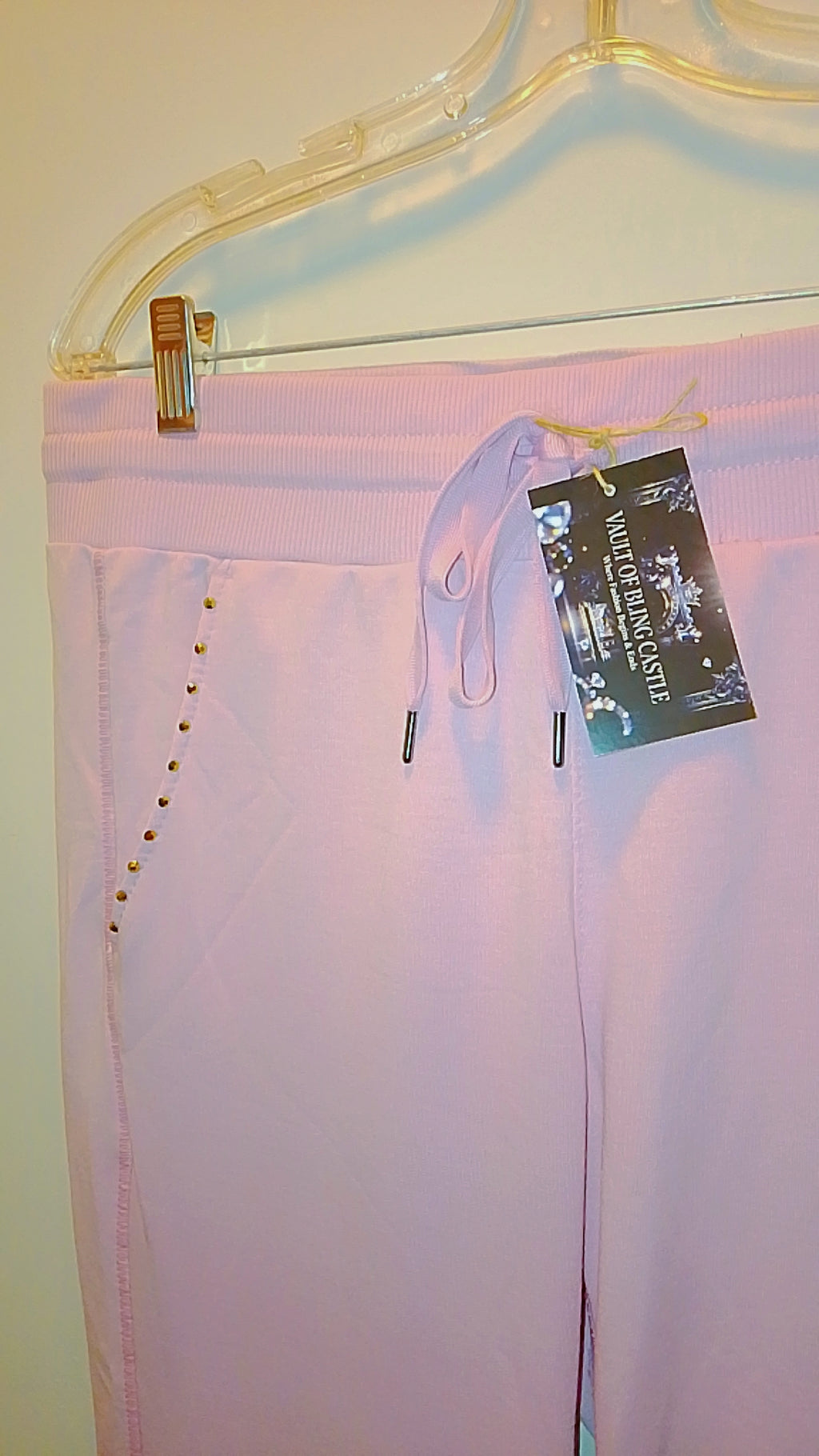 Blushing Meadow Pastel Pink Woman's Drawstring Sweat Pants