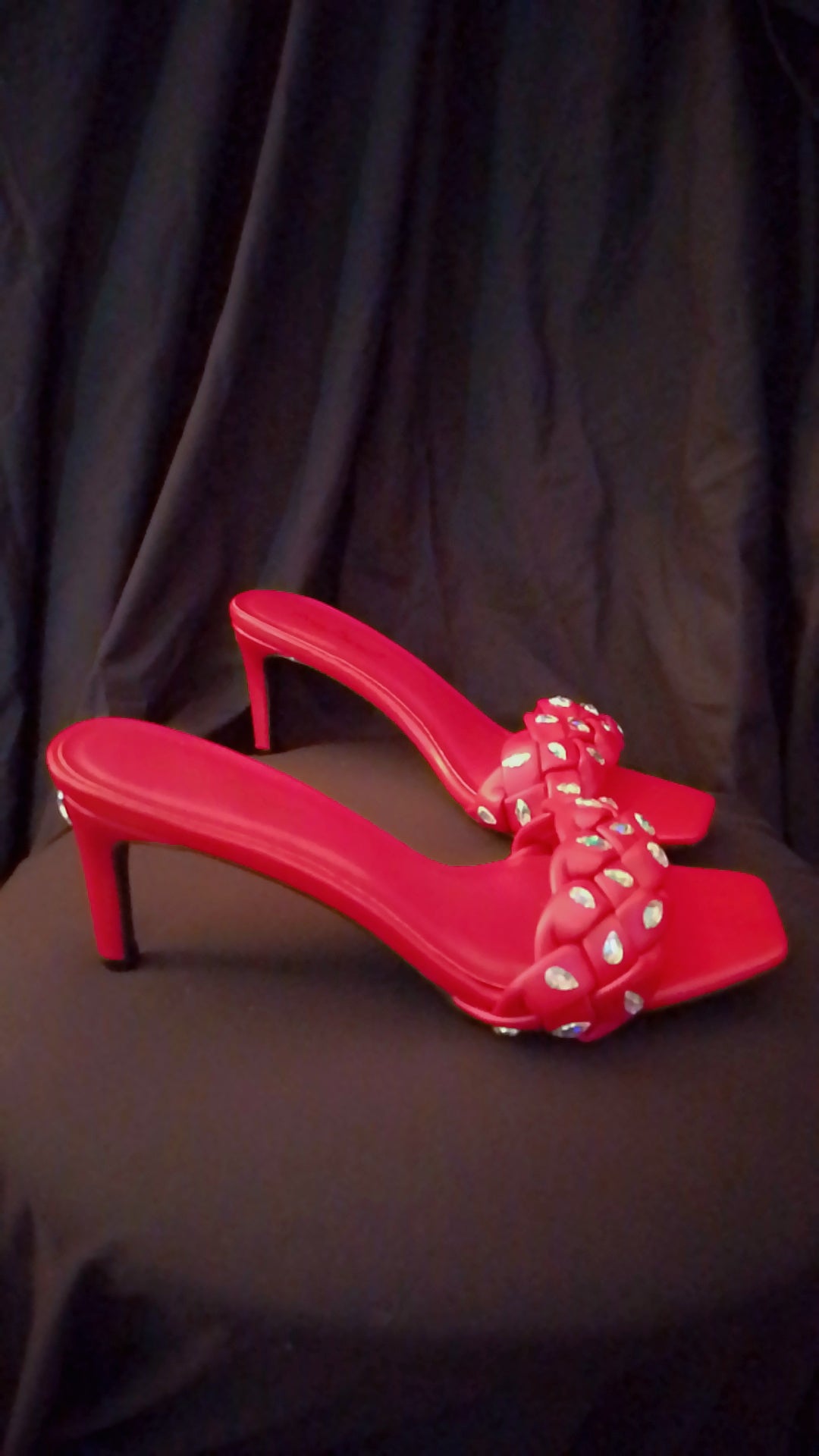 High Net Worth Braid Pattern Red Kitten Heels
