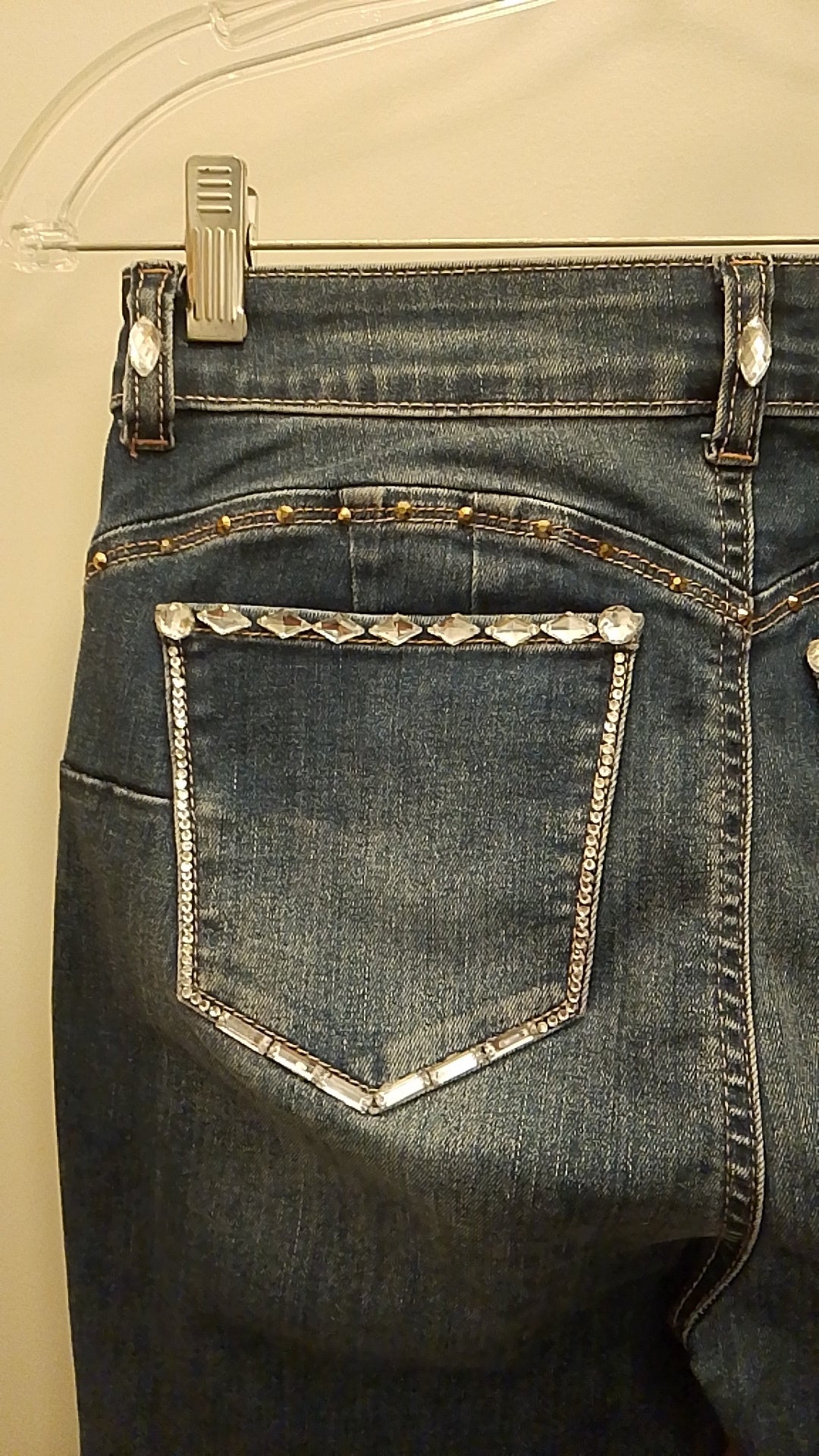 Sparkle Drip Enthusiast Women's Skinny Stretch Blue Denim Jeans
