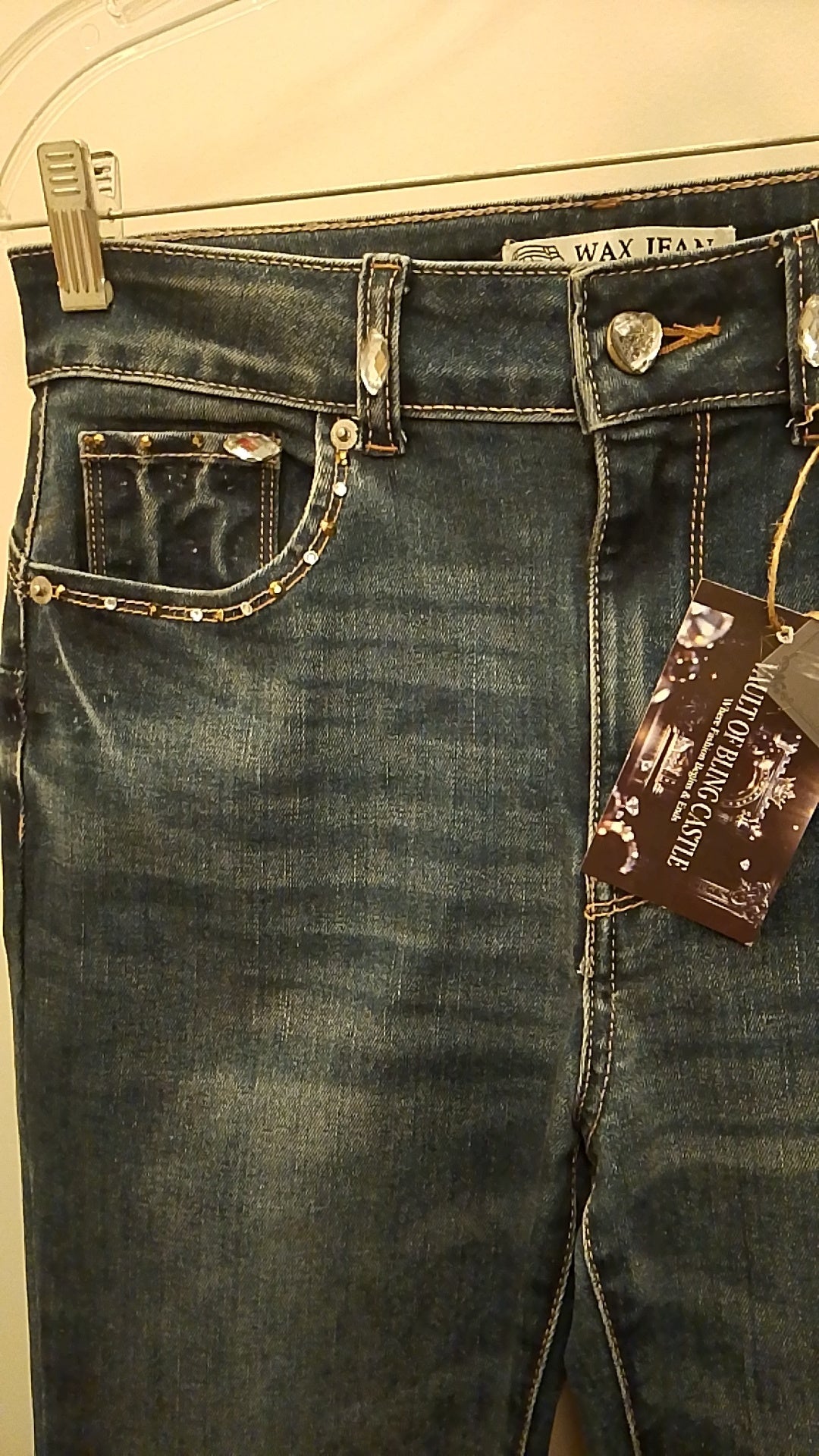 Sparkle Drip Enthusiast Women's Skinny Stretch Blue Denim Jeans