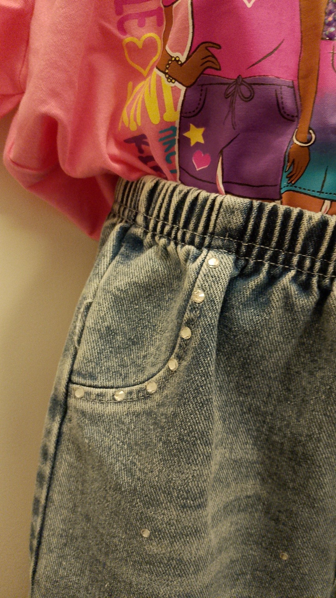 Diamonds & Bows Girl's Blue Denim Acid Wash Jeans