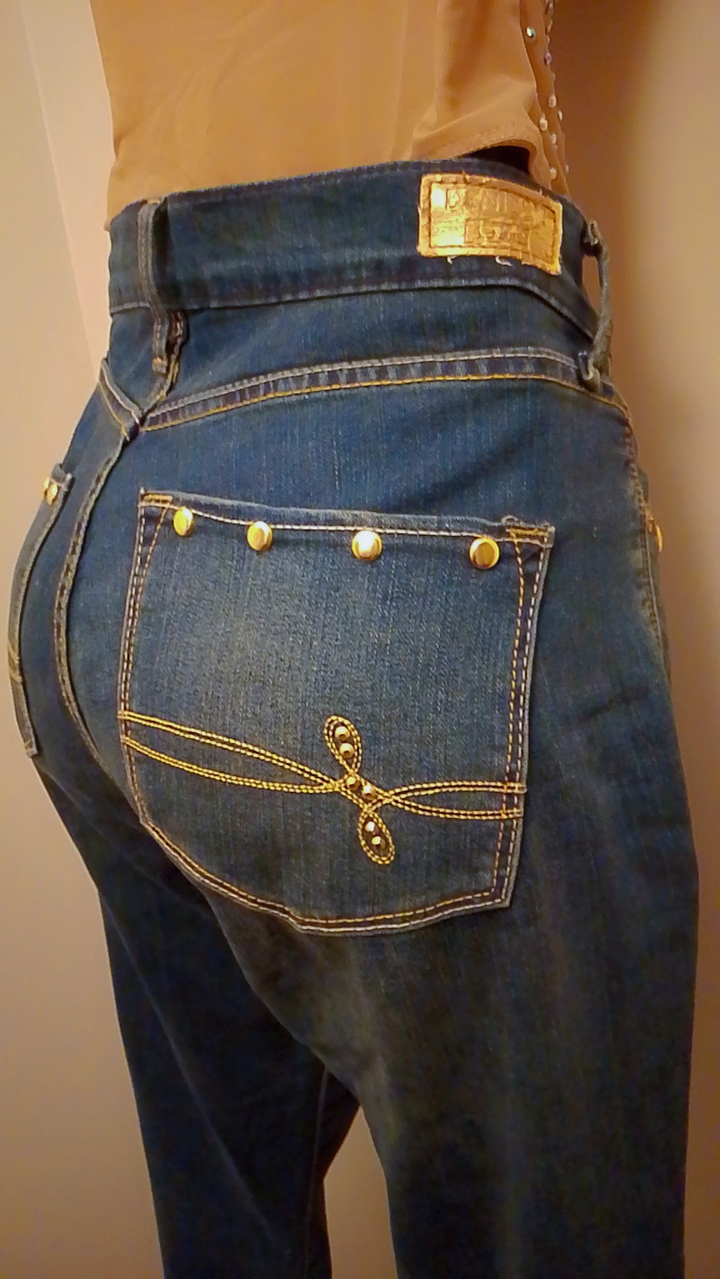 Blueprint Luxury Design Medium Dark Denim Boot Cut Wide Leg Women's Jeans
