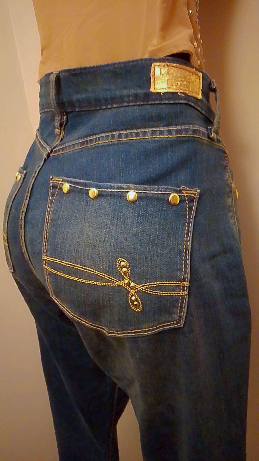 Blueprint Luxury Design Medium Dark Denim Boot Cut Wide Leg Women's Jeans