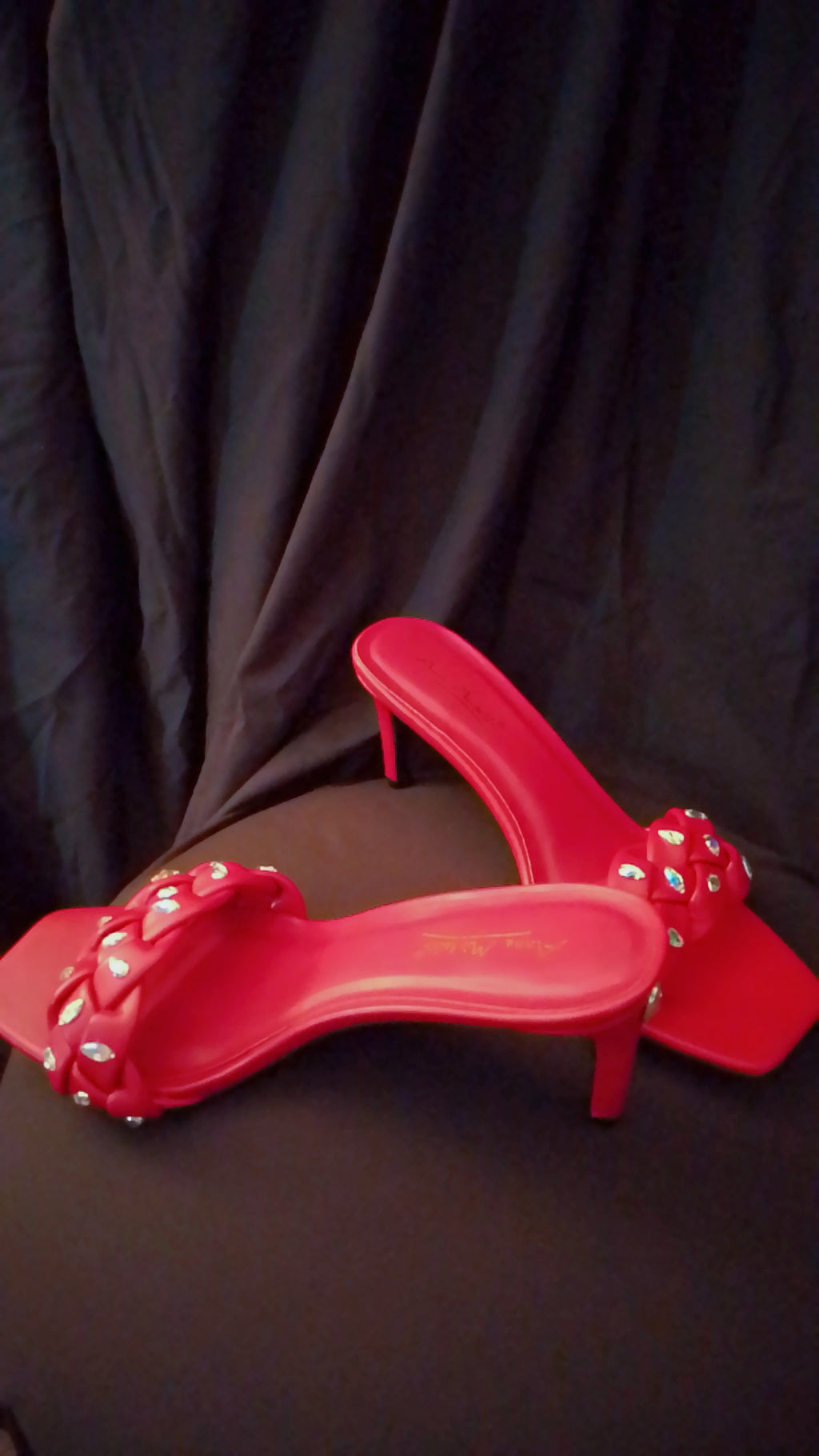 High Net Worth Braid Pattern Red Kitten Heels