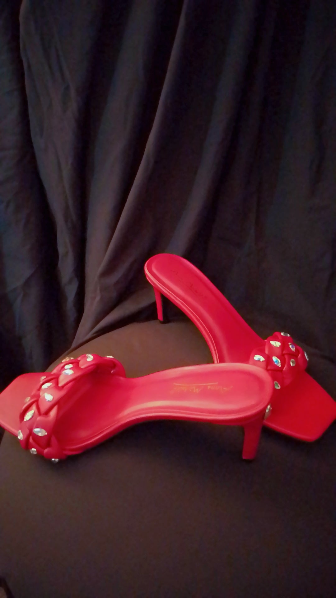 High Net Worth Braid Pattern Red Kitten Heels
