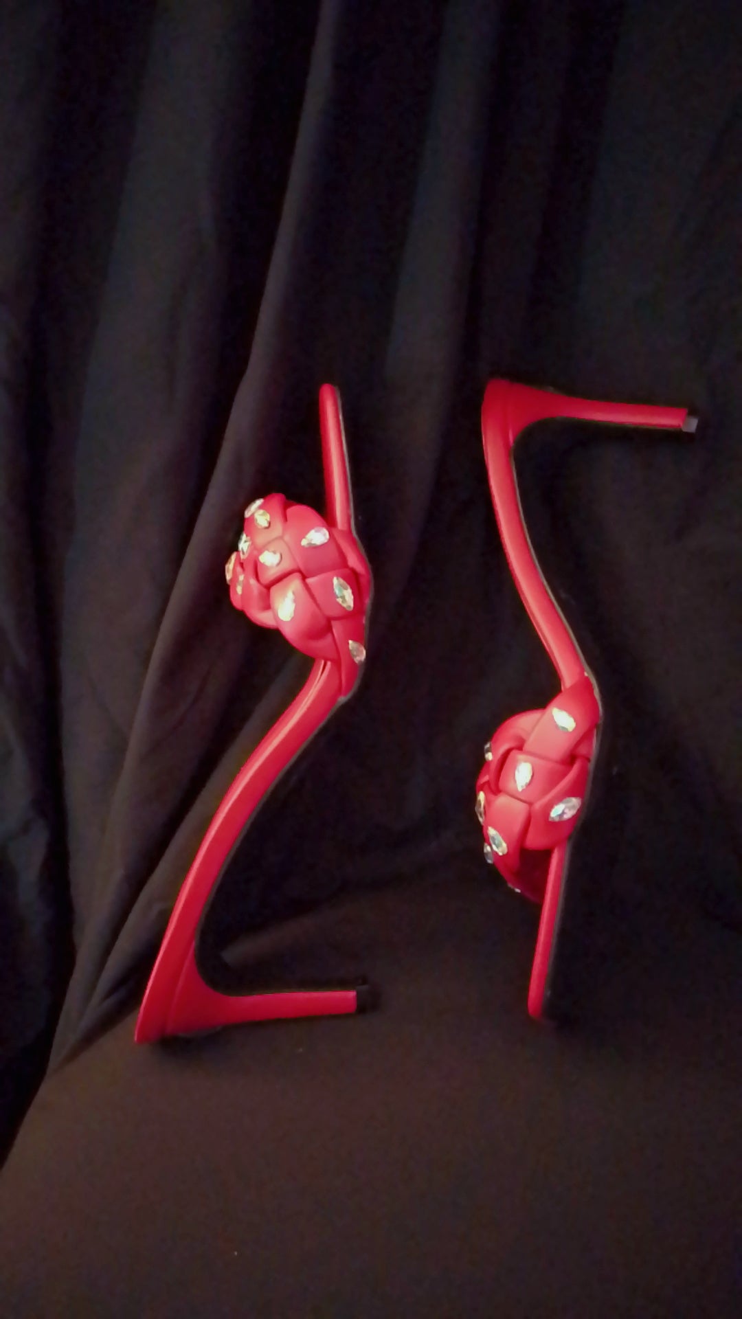 High Net Worth Braid Pattern Red Kitten Heels