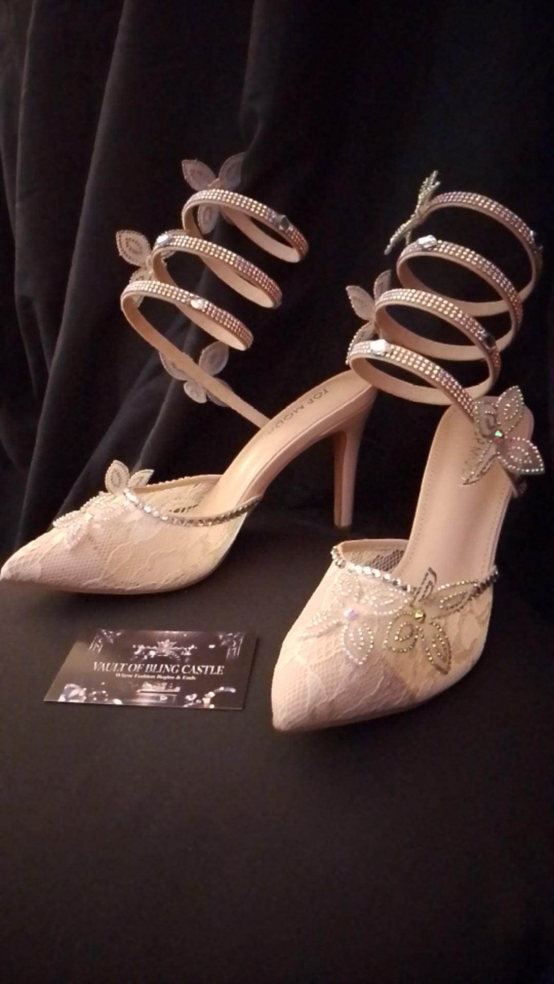 Harmony Flowers Women's Coil Strap Stiletto Heels