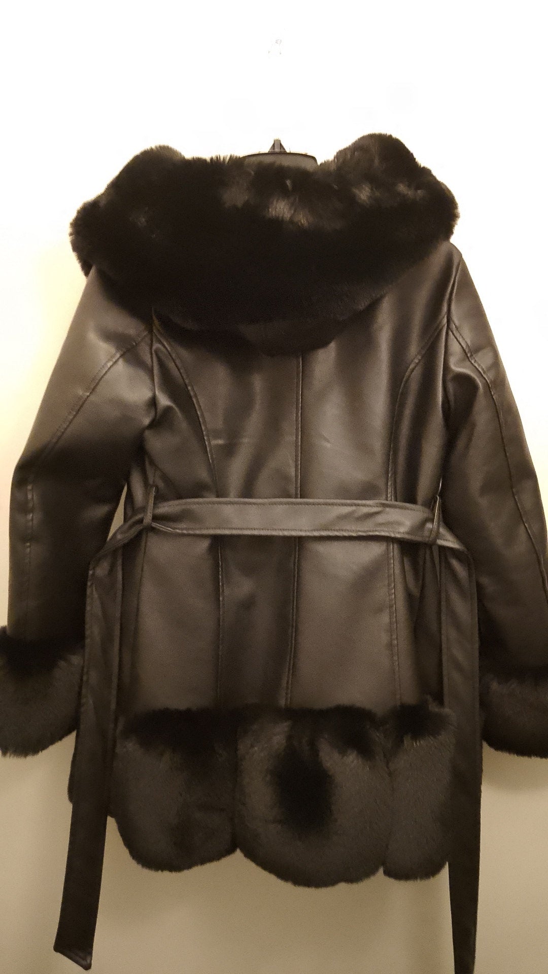 Black Ice Women's Plush Thick Faux Leather Coat