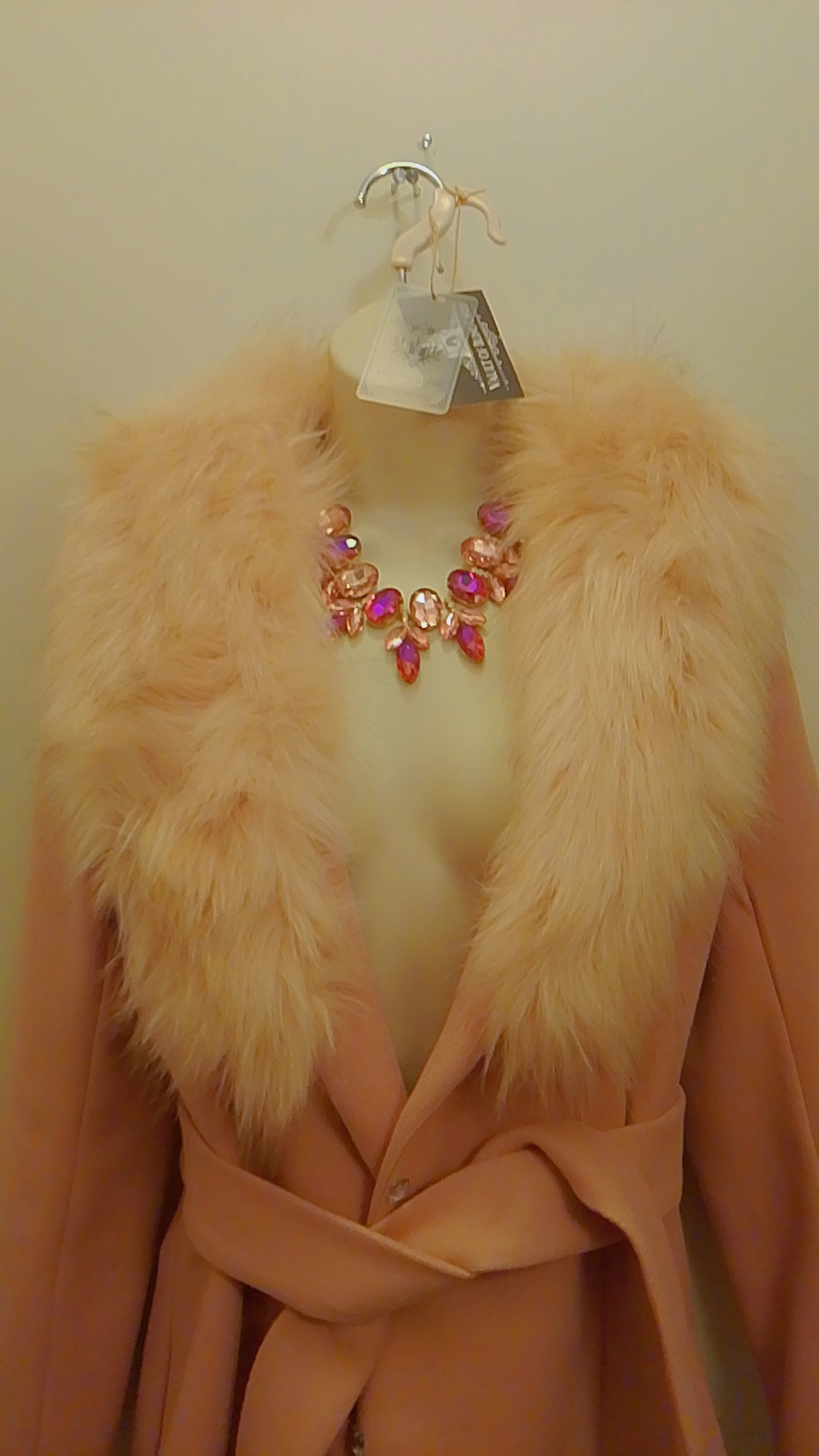 Allusion & Presence Women's Cashmere Faux Fur Pea Coat 