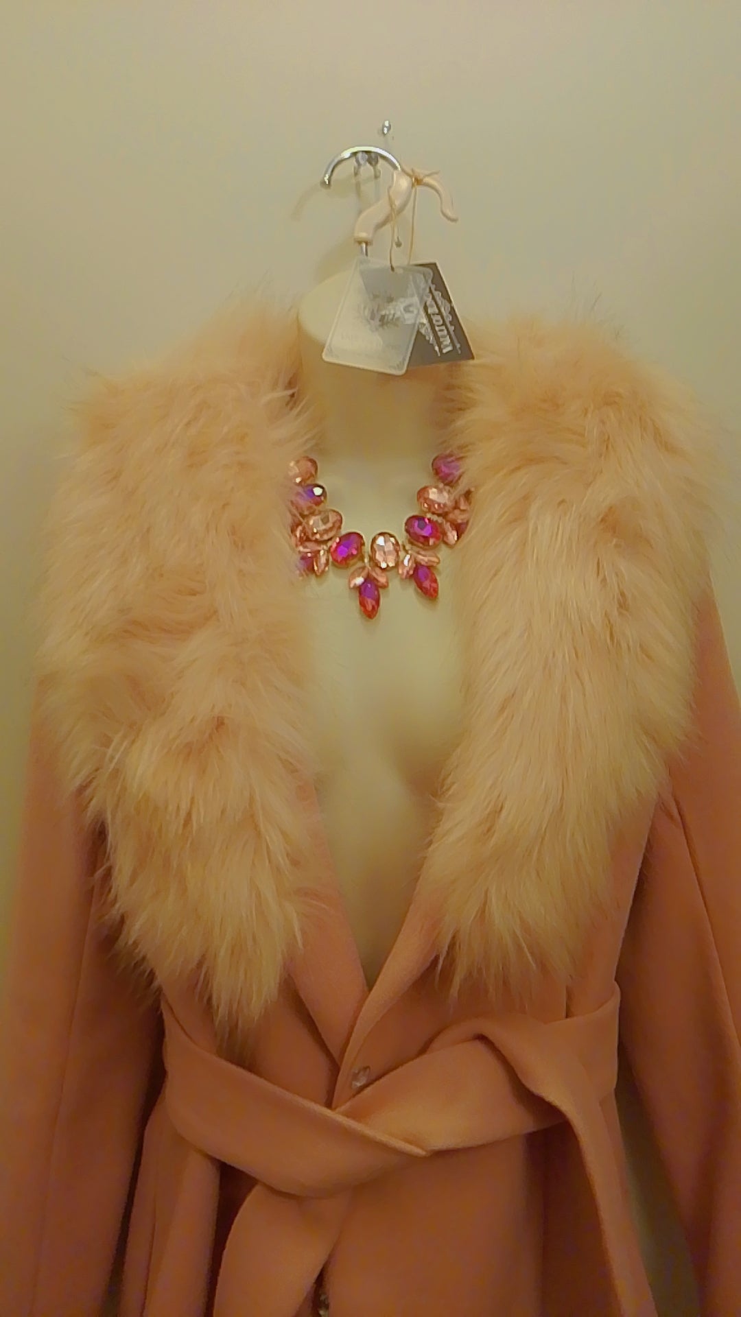 Allusion & Presence Women's Cashmere Faux Fur Pea Coat 