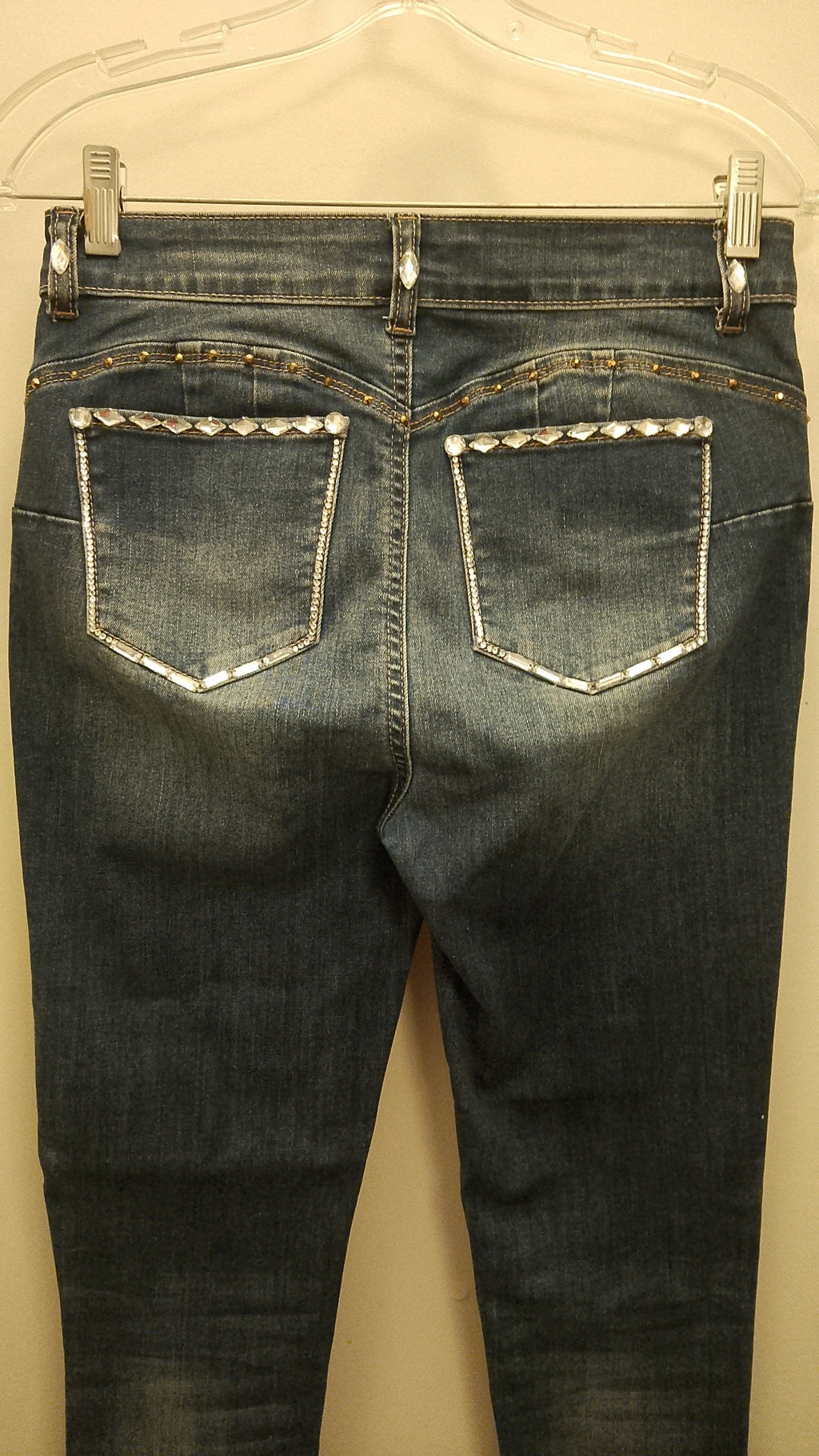Sparkle Drip Enthusiast Women's Skinny Stretch Blue Denim Jeans
