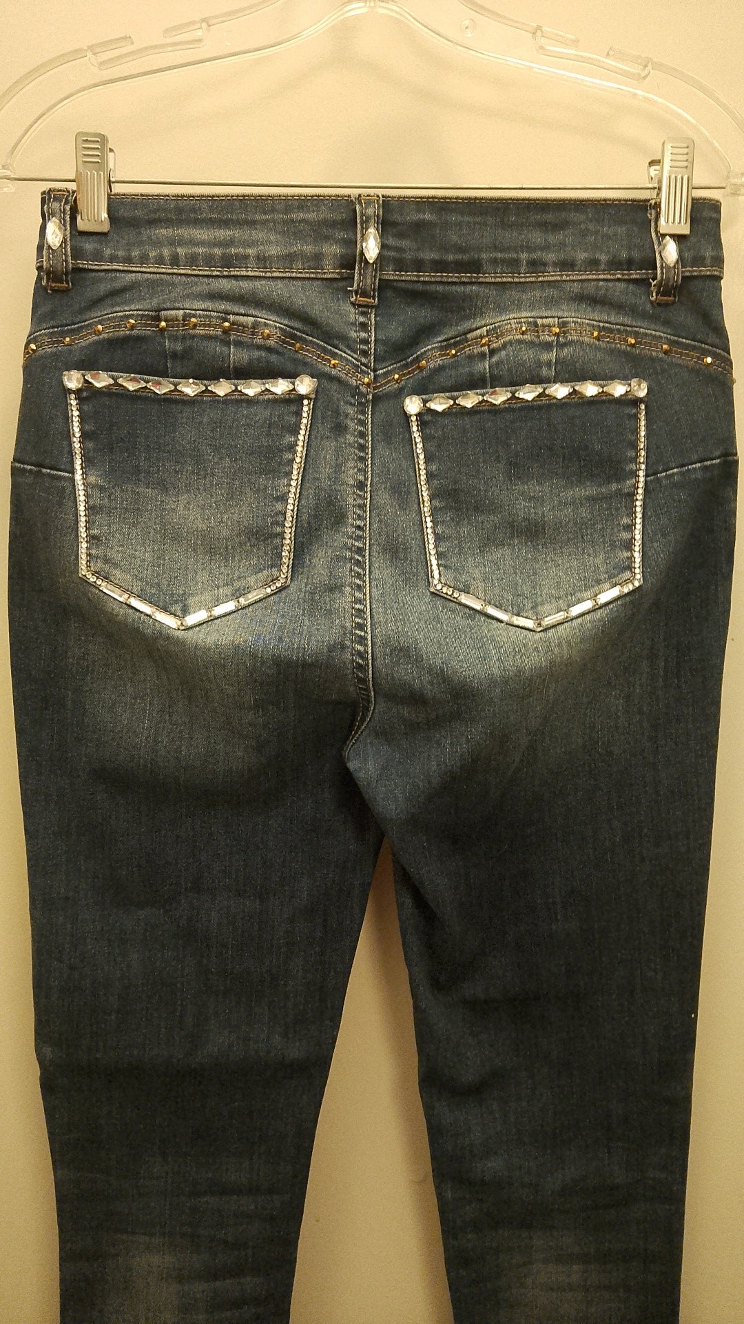 Sparkle Drip Enthusiast Women's Skinny Stretch Blue Denim Jeans