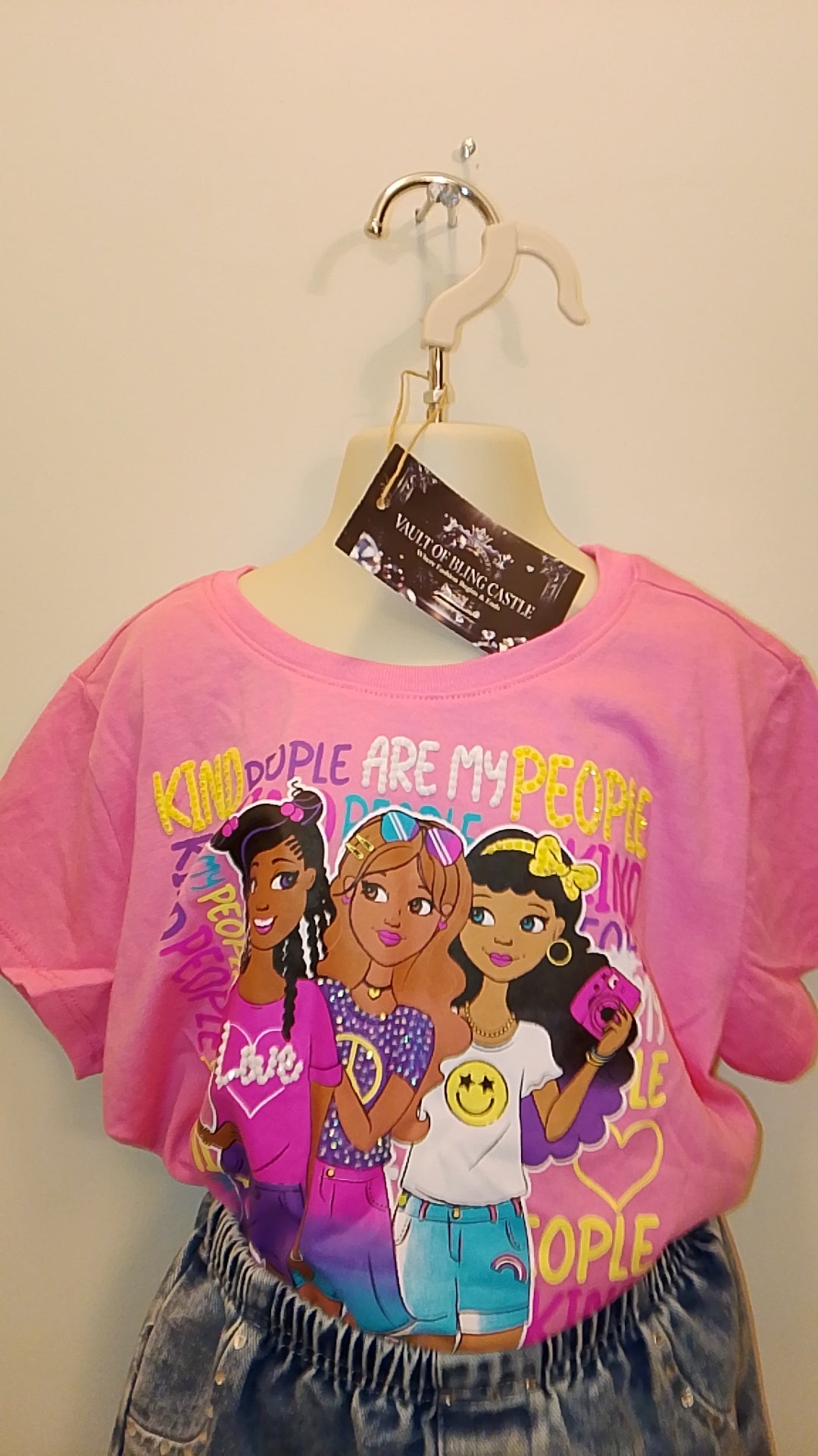 Lovely Girl's Tee - Shirt Short Sleeve With Gems Design - Style 121