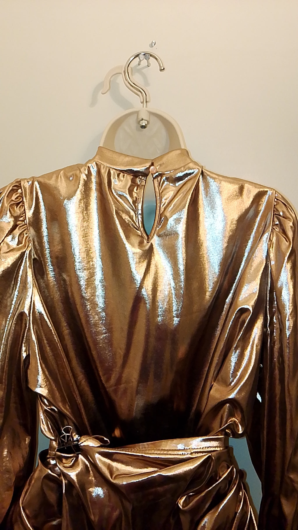 Copper Liquid Metal Women's 2 Piece Top & Ruffle Skirt