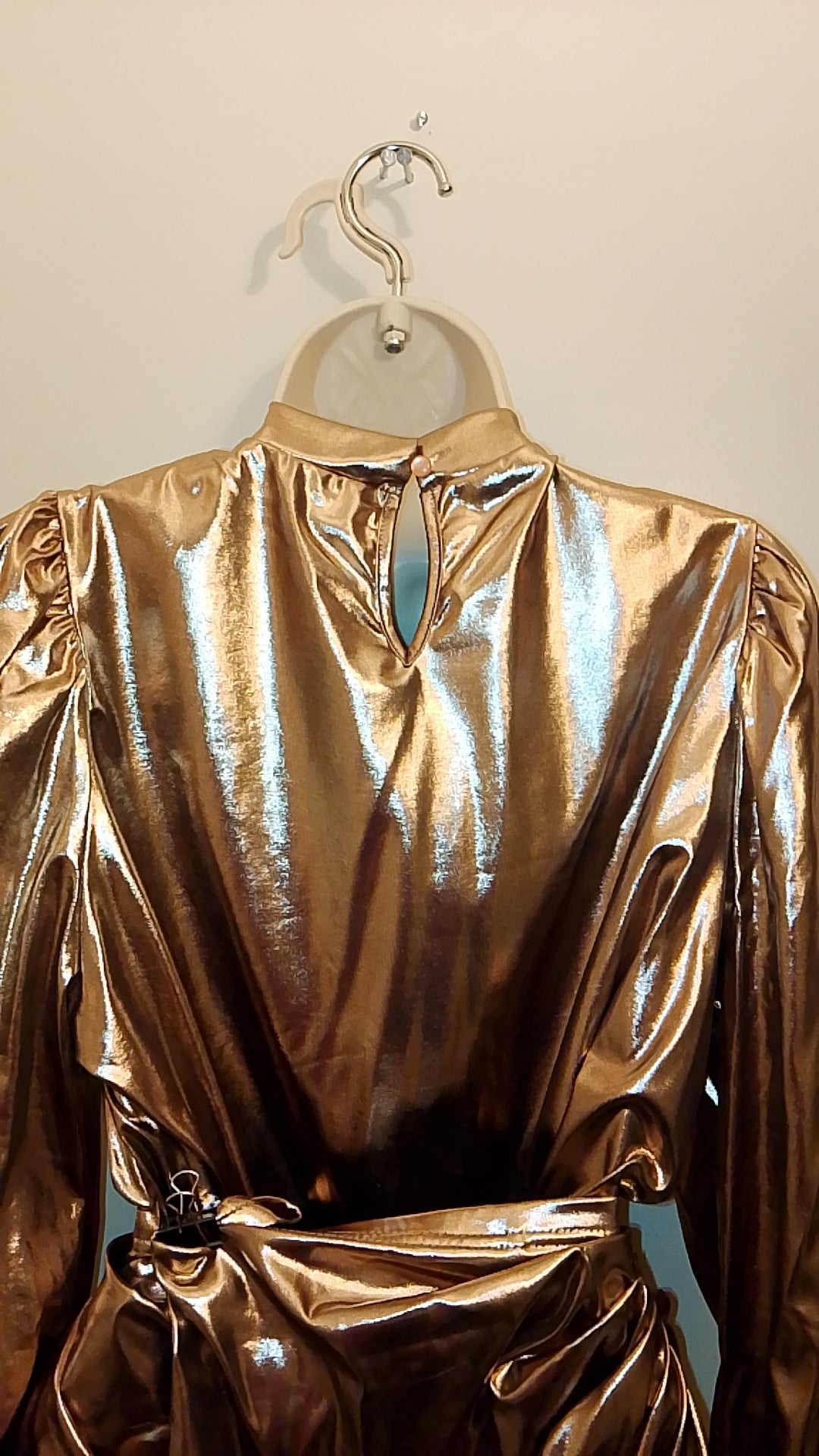 Copper Liquid Metal Women's 2 Piece Top & Ruffle Skirt