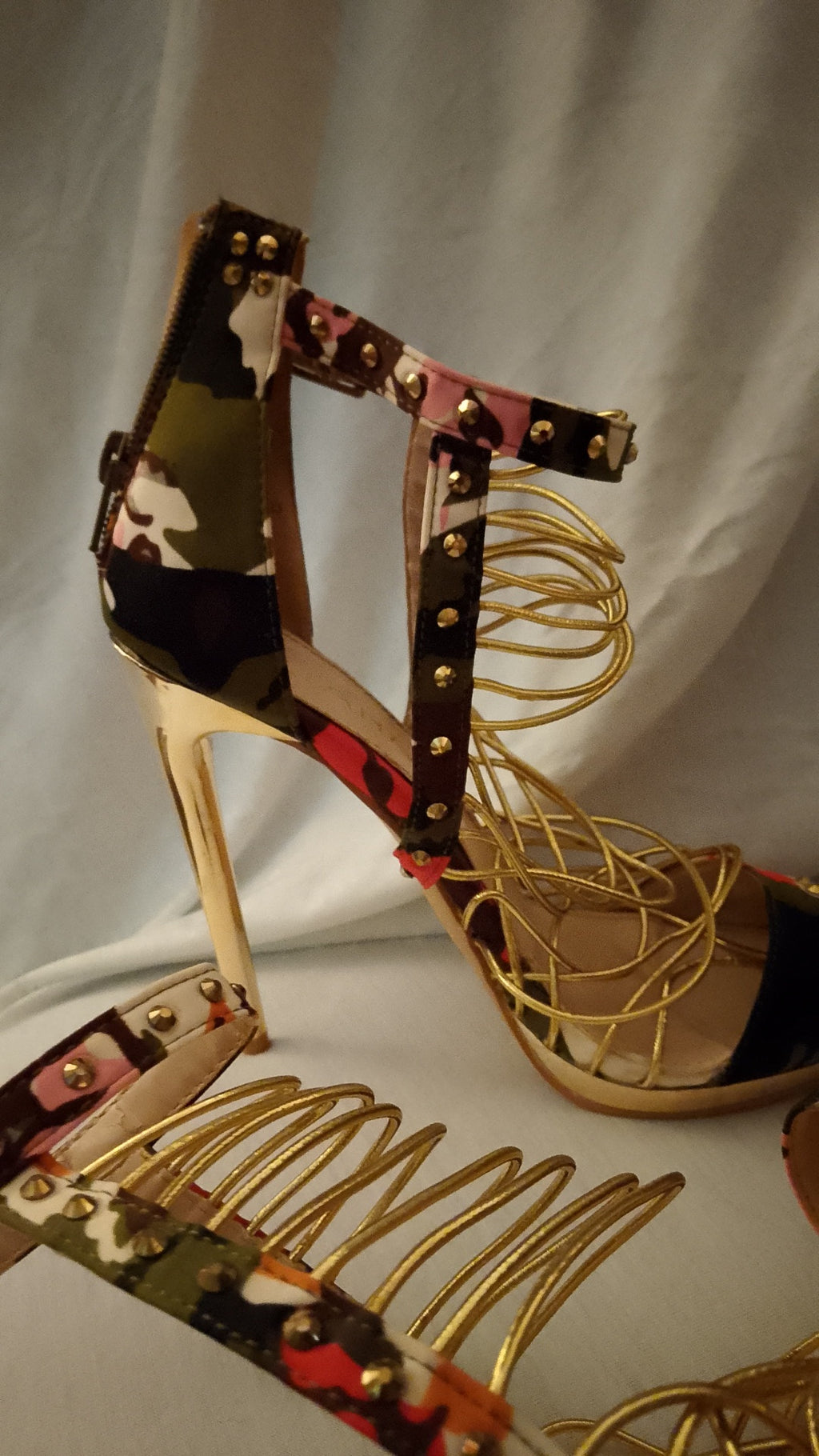 T - Beauty Gold Camouflage Stiletto Women's Heels