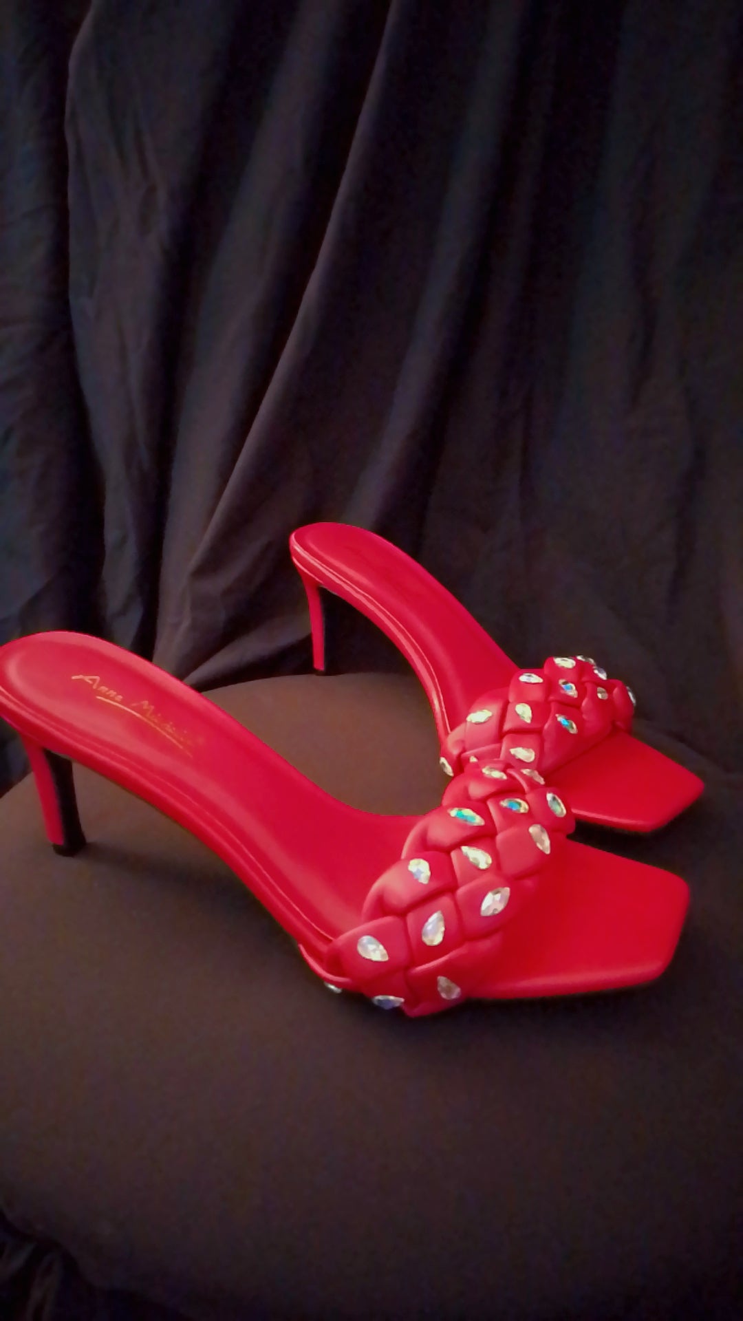 High Net Worth Braid Pattern Red Kitten Heels