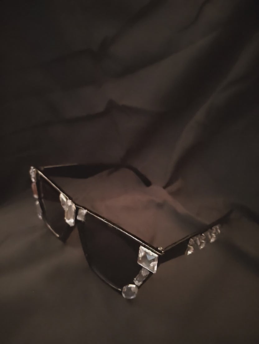 Sable Icon Black Shades Silver Rhinestones